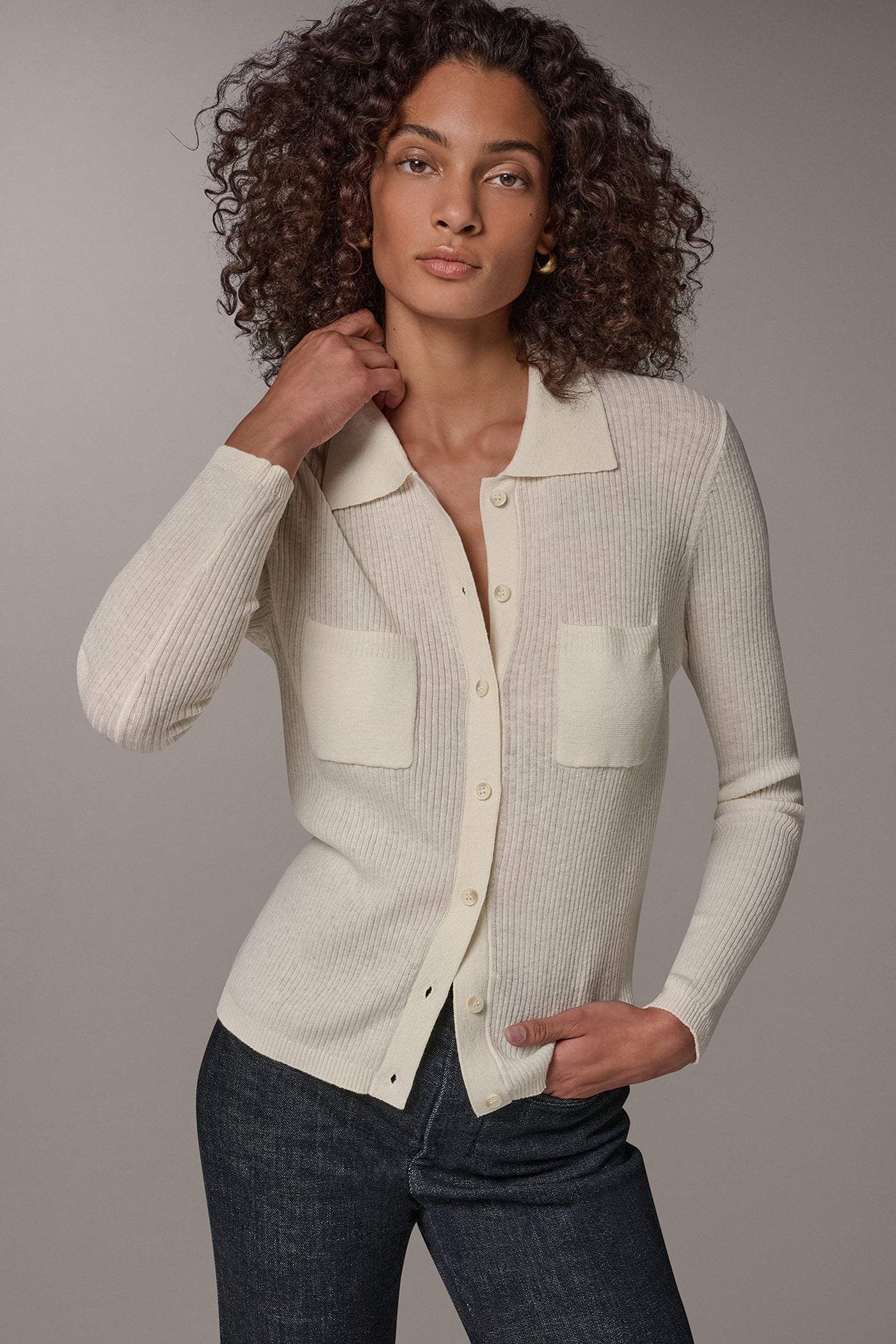 POLO RIB BUTTON DOWN SWEATER VIEW 1