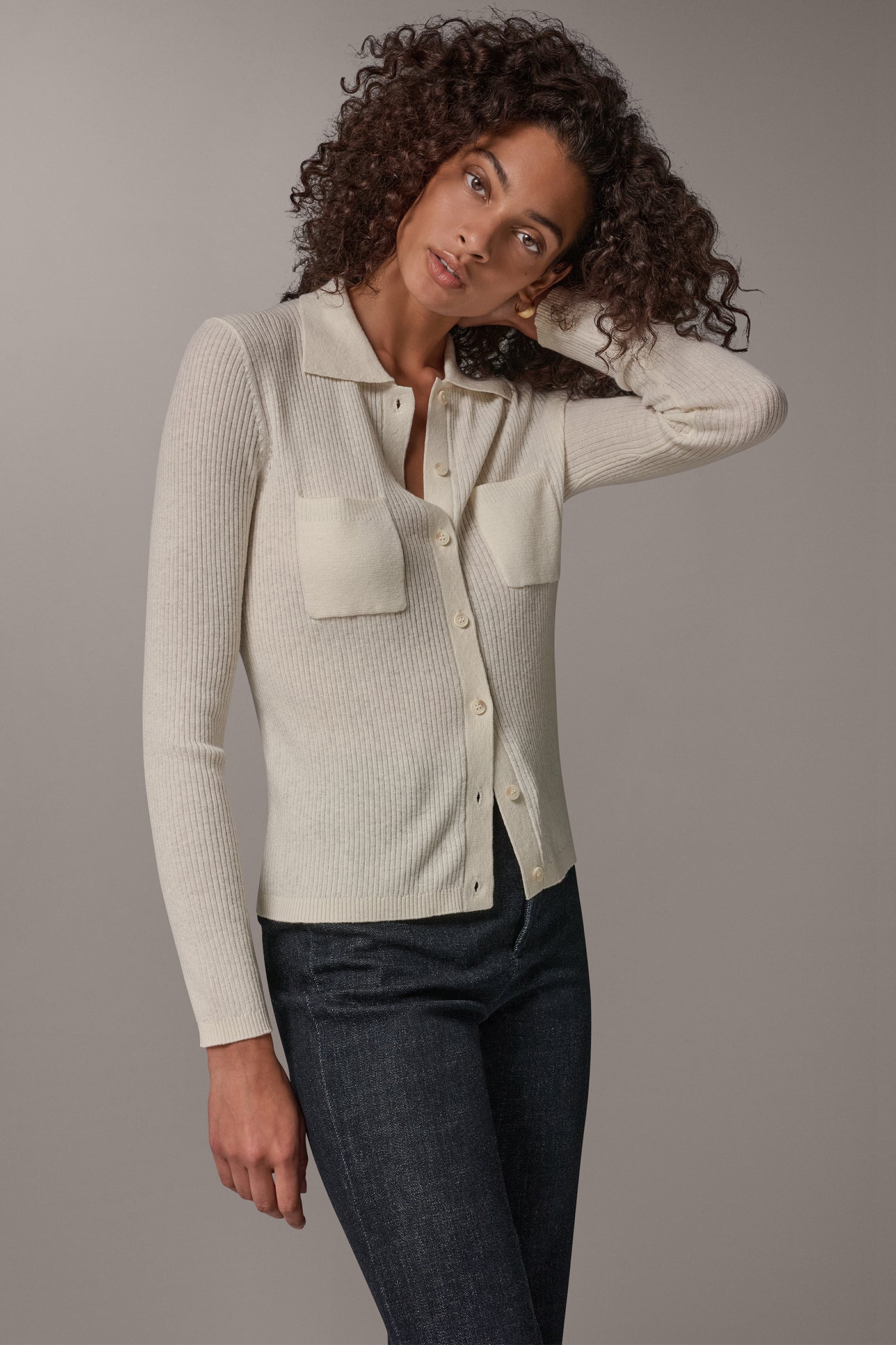 POLO RIB BUTTON DOWN SWEATER VIEW 4