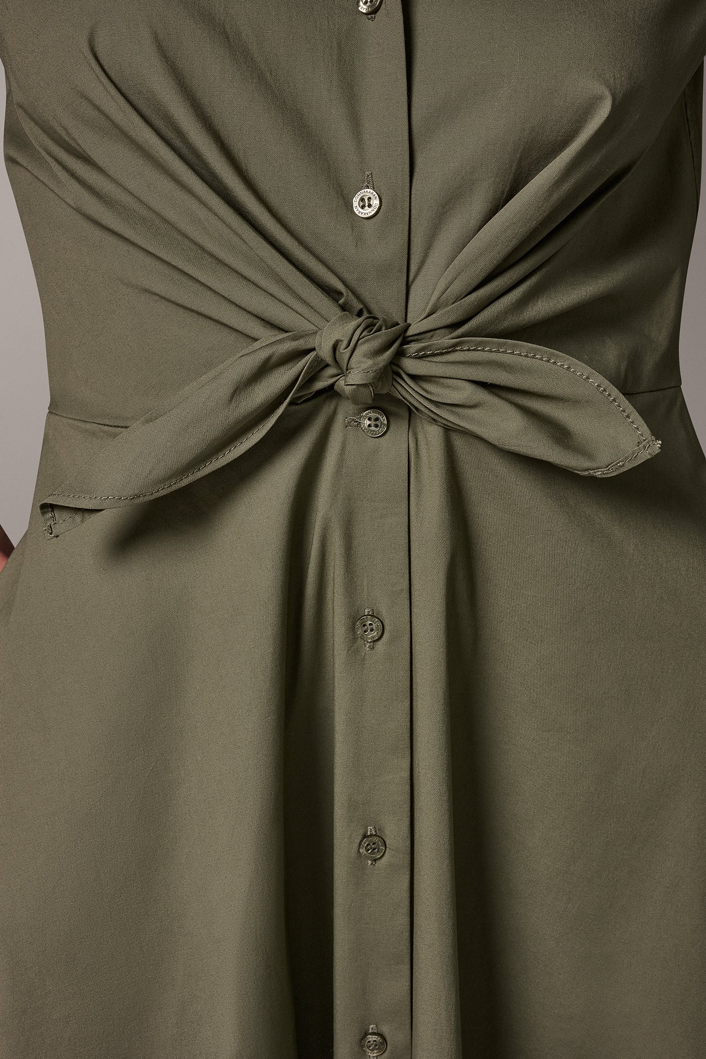 POPLIN 3/4 SLEEVE TIE FRONT SHIRT DRESS VIEW 4