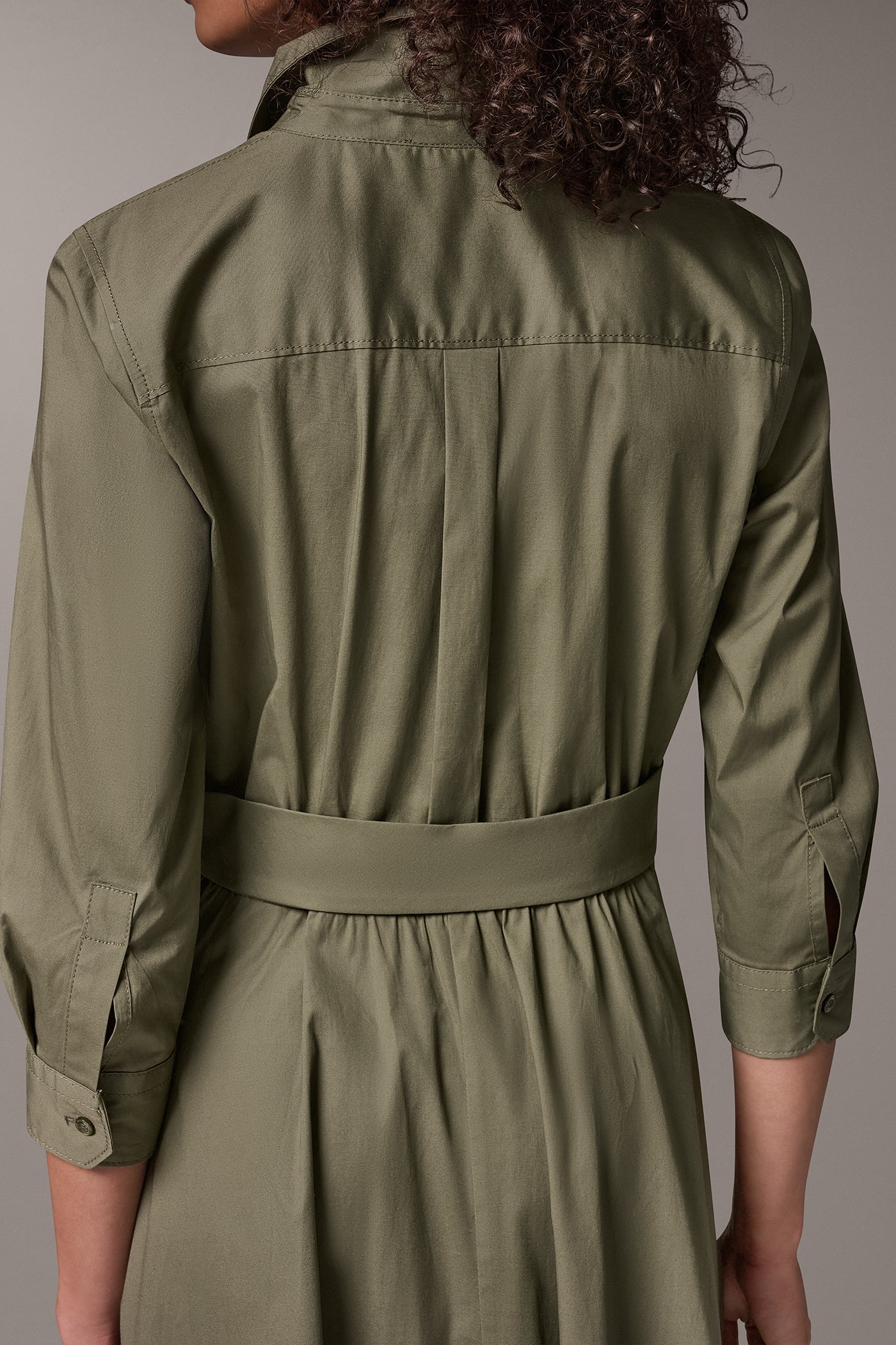 POPLIN 3/4 SLEEVE TIE FRONT SHIRT DRESS VIEW 5