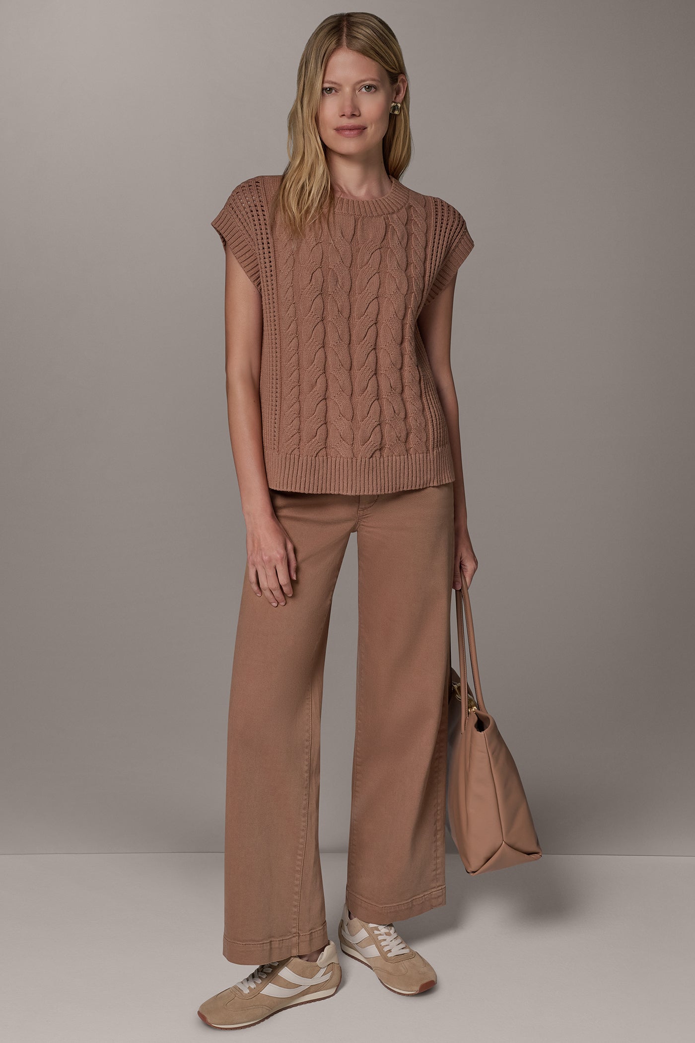 BOXY HIGH-LOW CABLE SWEATER VIEW 6