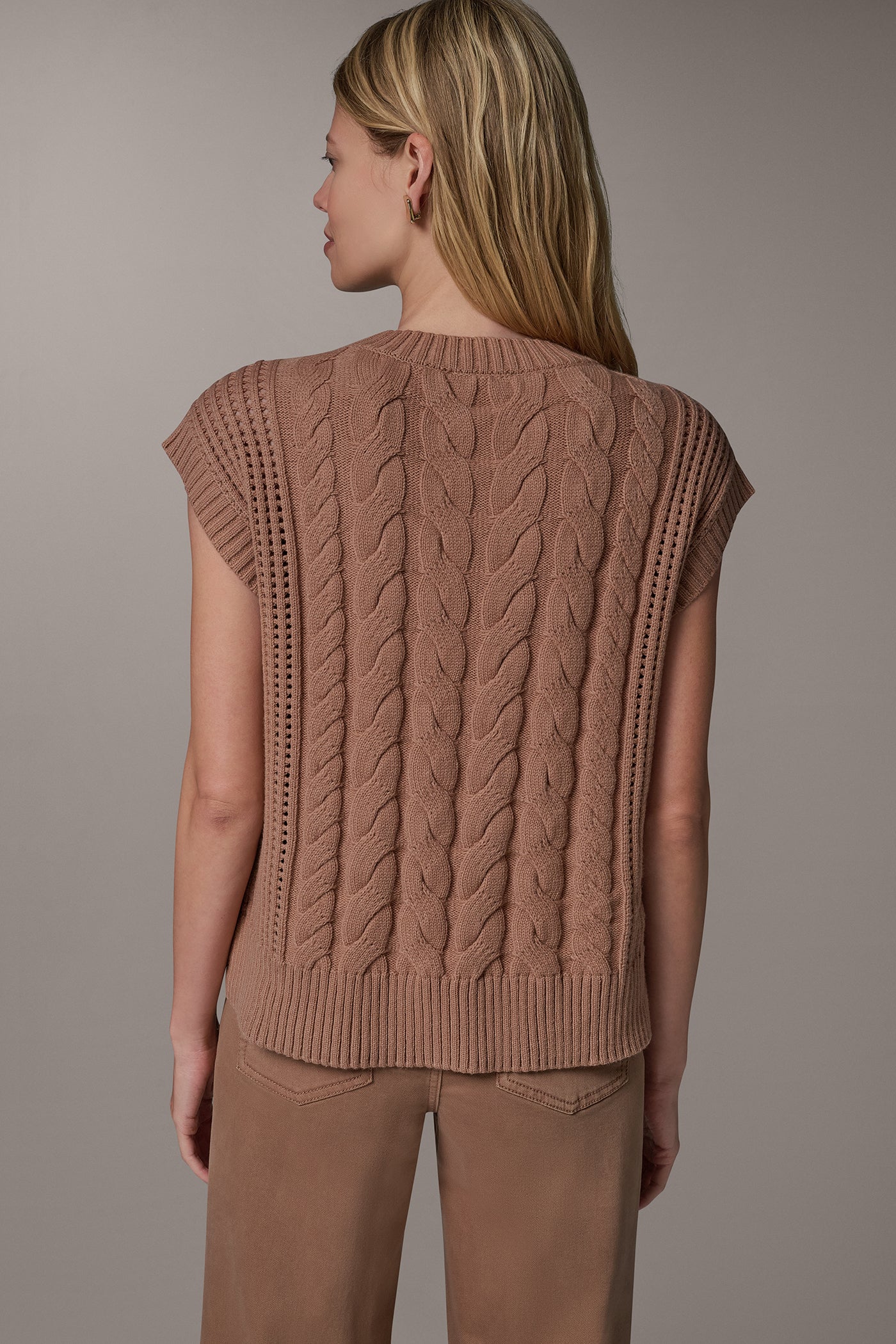 BOXY HIGH-LOW CABLE SWEATER VIEW 3