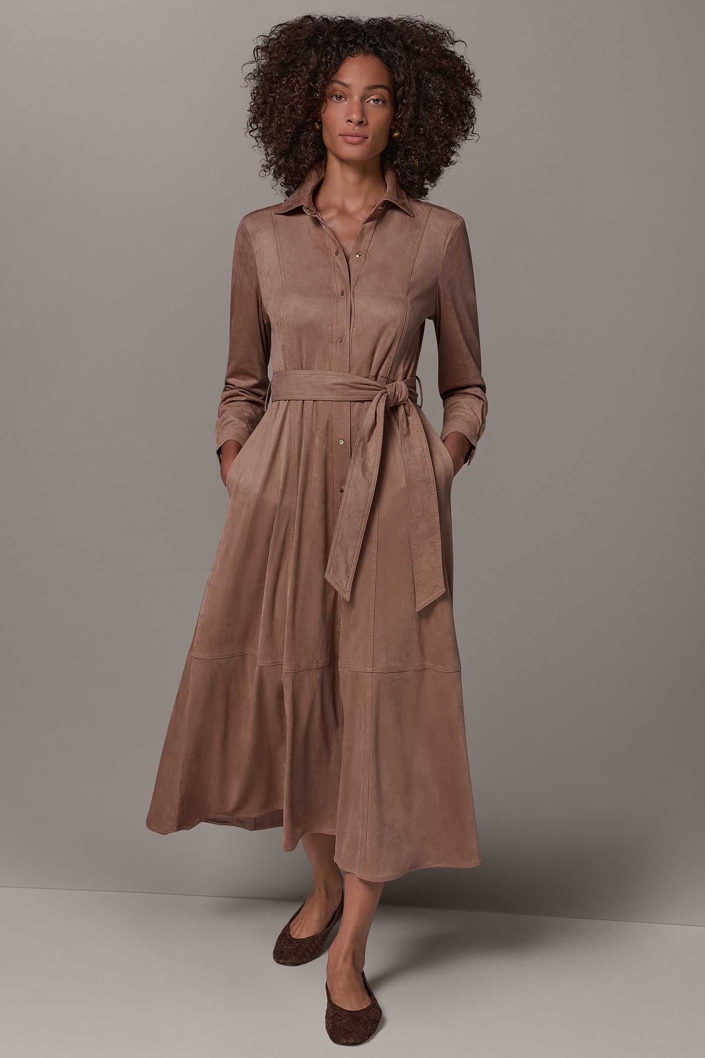 MICROSUEDE SNAP FRONT DUSTER