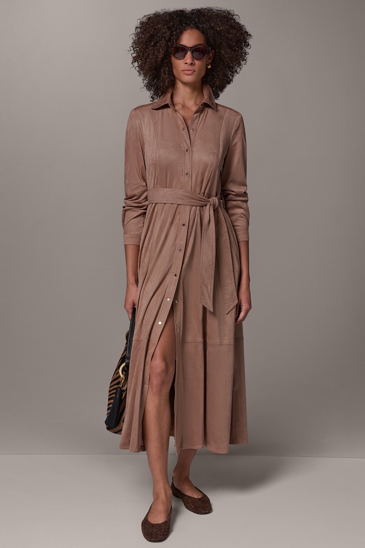 MICROSUEDE SNAP FRONT DUSTER (alternate view)