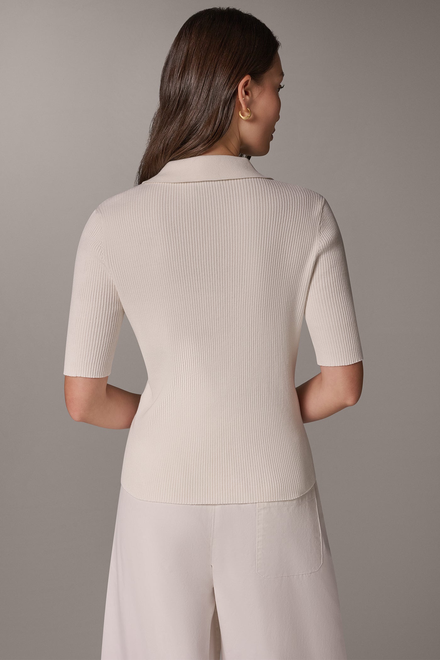 ELBOW SLEEVE POLO SWEATER VIEW 3