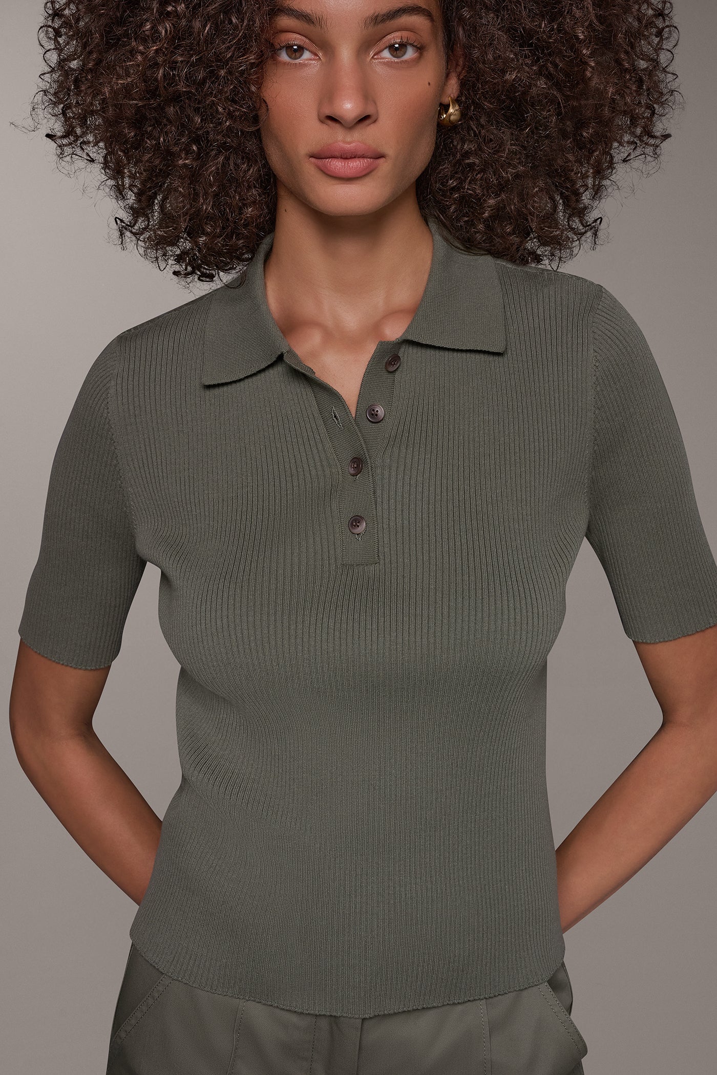 ELBOW SLEEVE POLO SWEATER VIEW 4