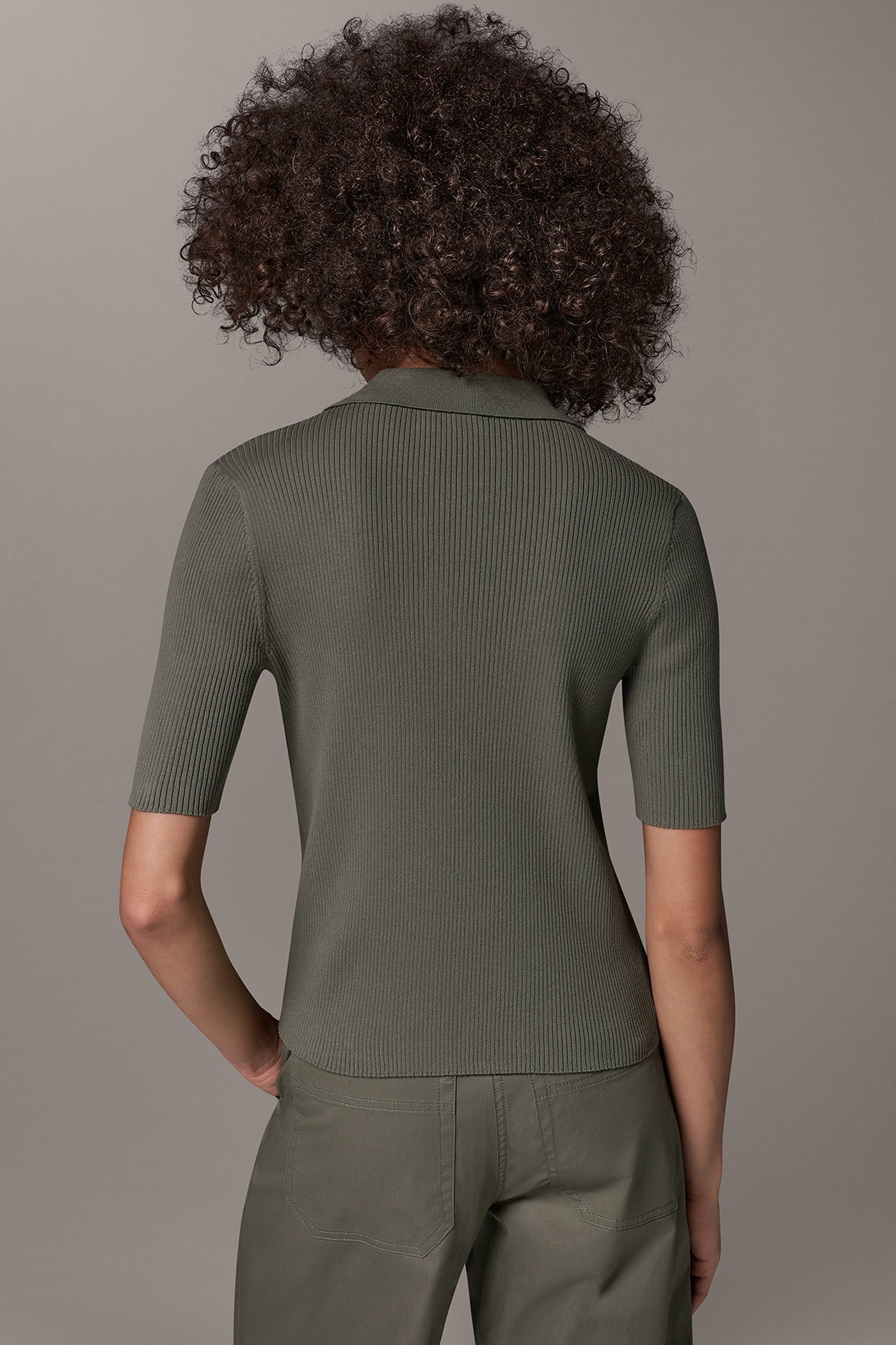 ELBOW SLEEVE POLO SWEATER VIEW 3