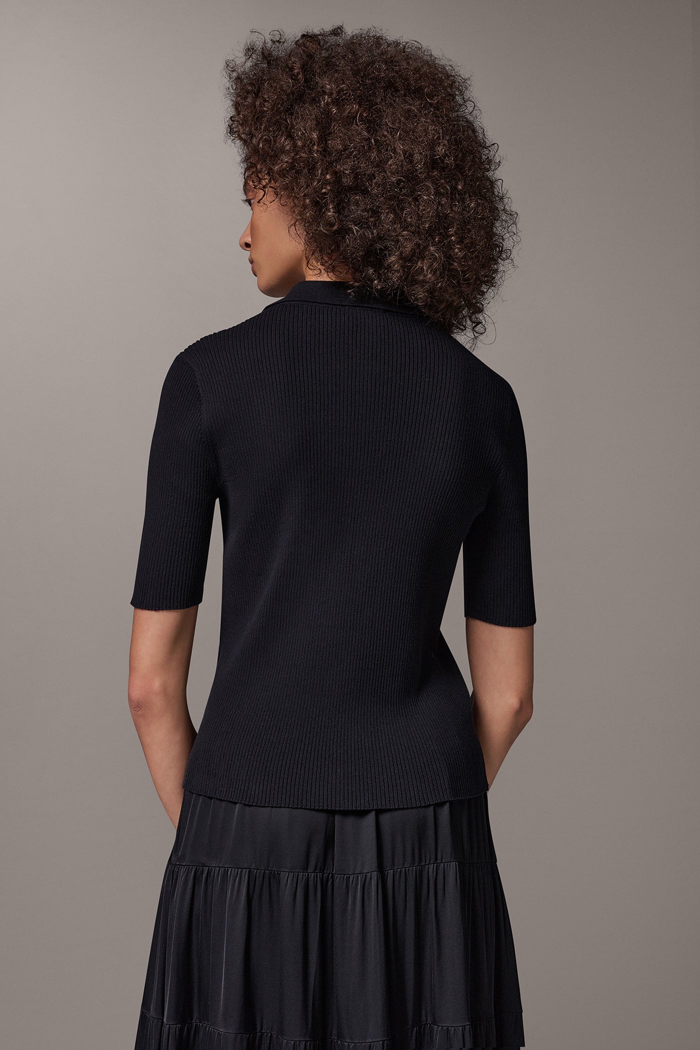ELBOW SLEEVE POLO SWEATER VIEW 3