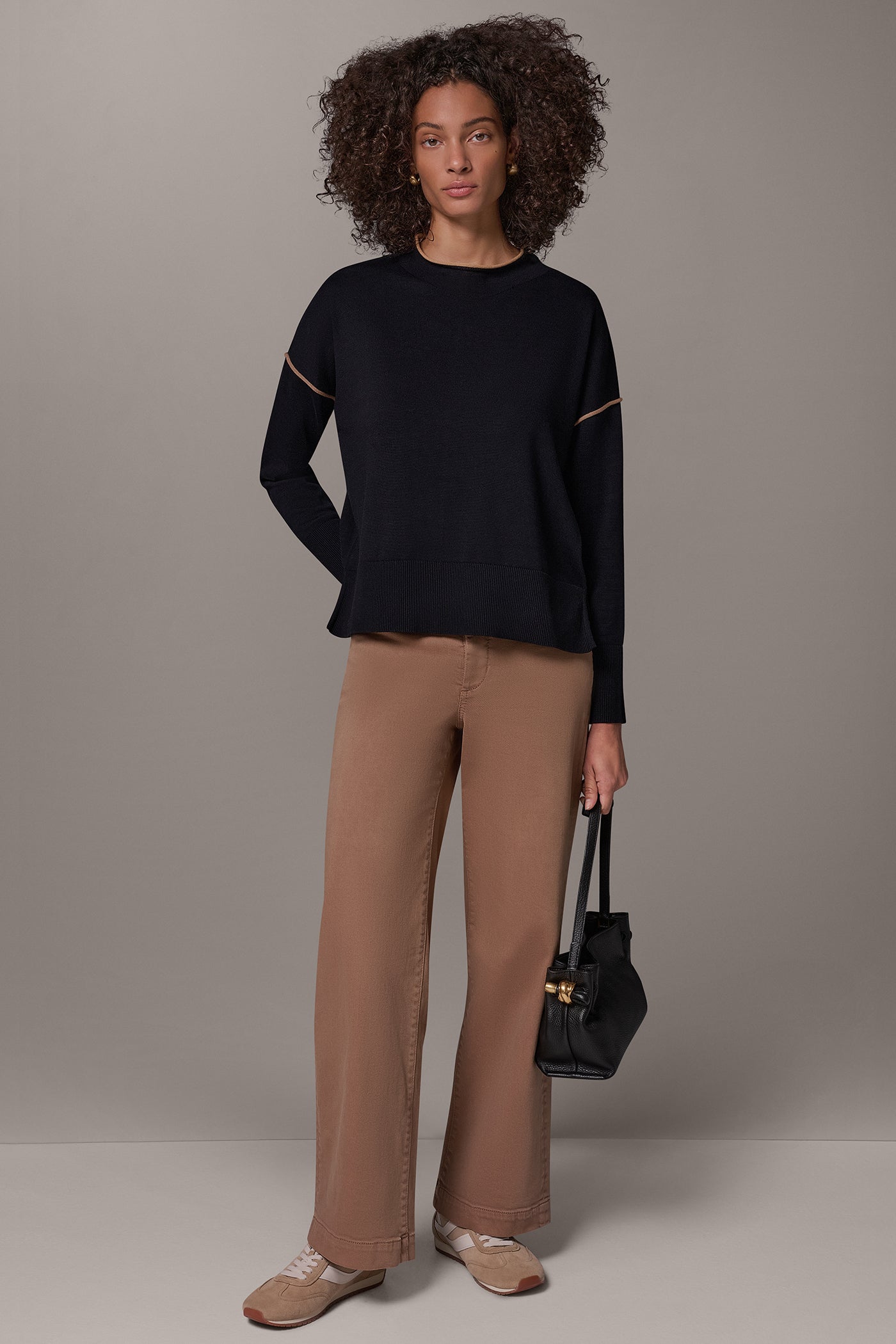 FUNNEL NECK CONTRAST TRIM SWEATER VIEW 7