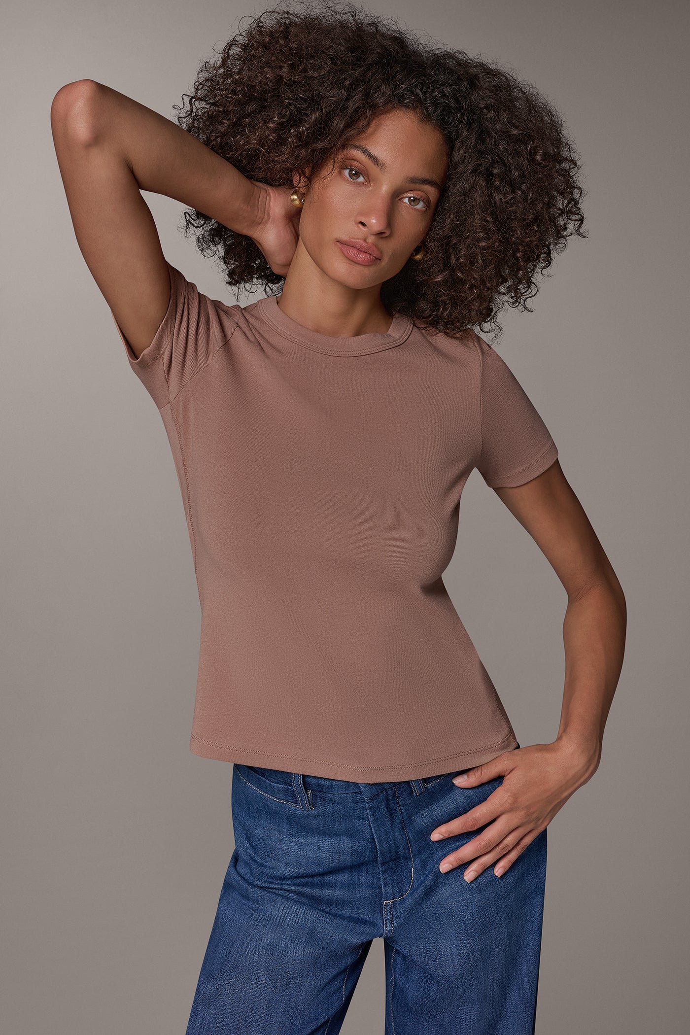RIB COTTON AND MODAL TEE VIEW 4 | Clothing