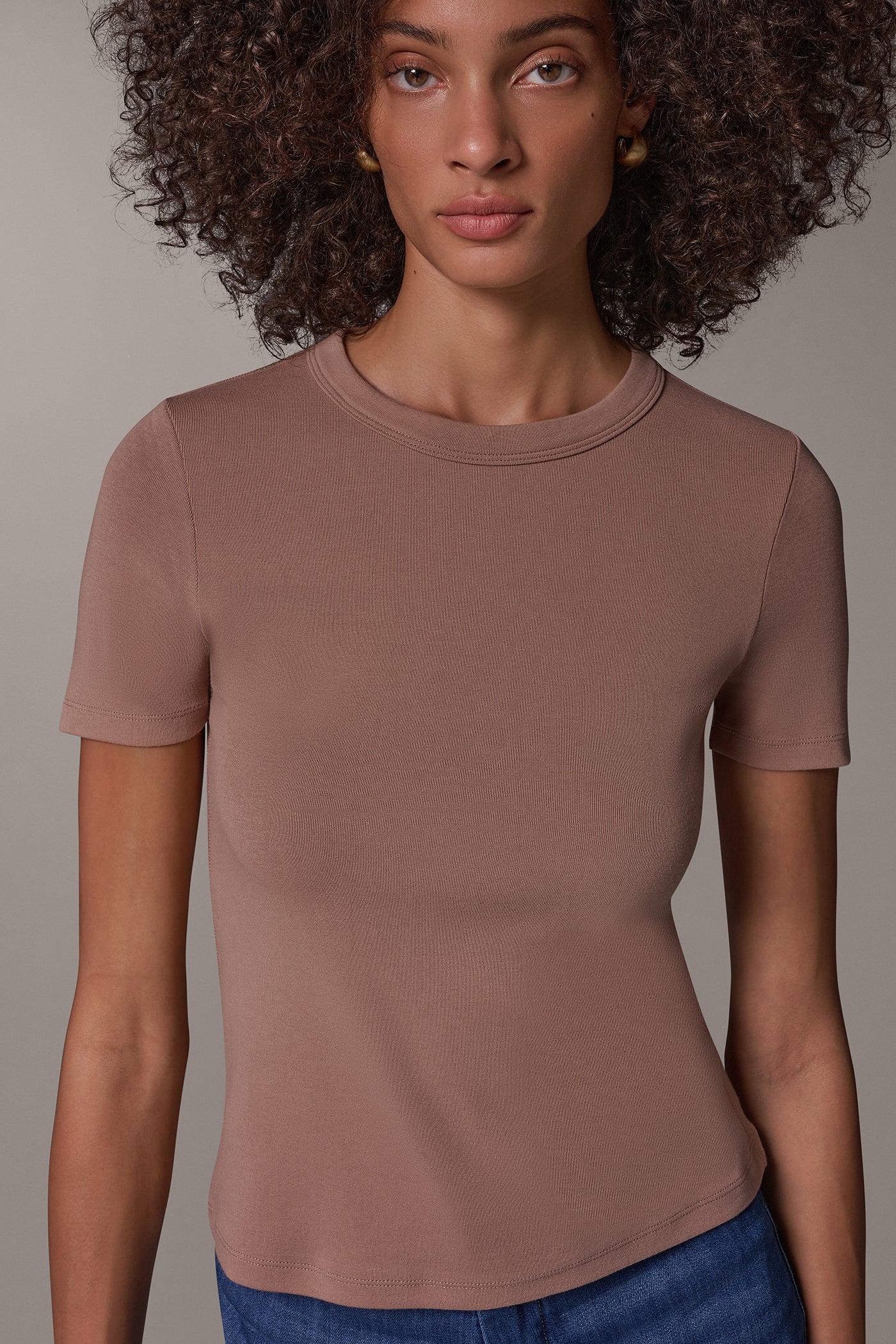 RIB COTTON AND MODAL TEE VIEW 5 | Clothing