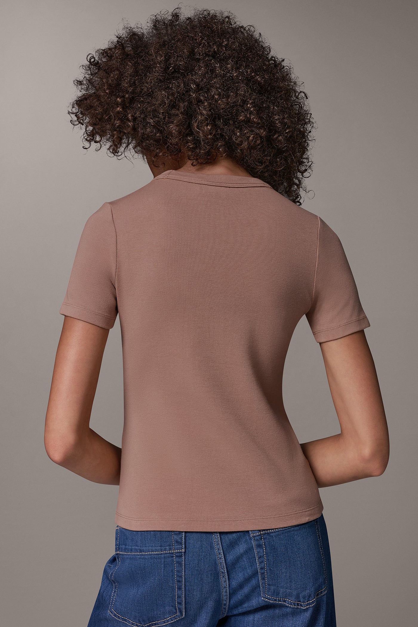 RIB COTTON AND MODAL TEE VIEW 3 | Clothing