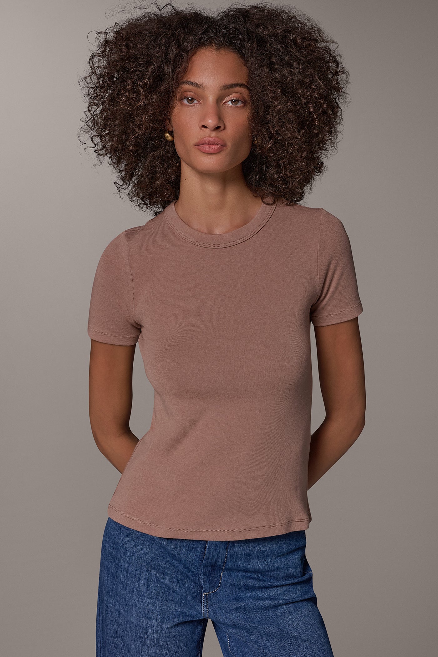 RIB COTTON AND MODAL TEE