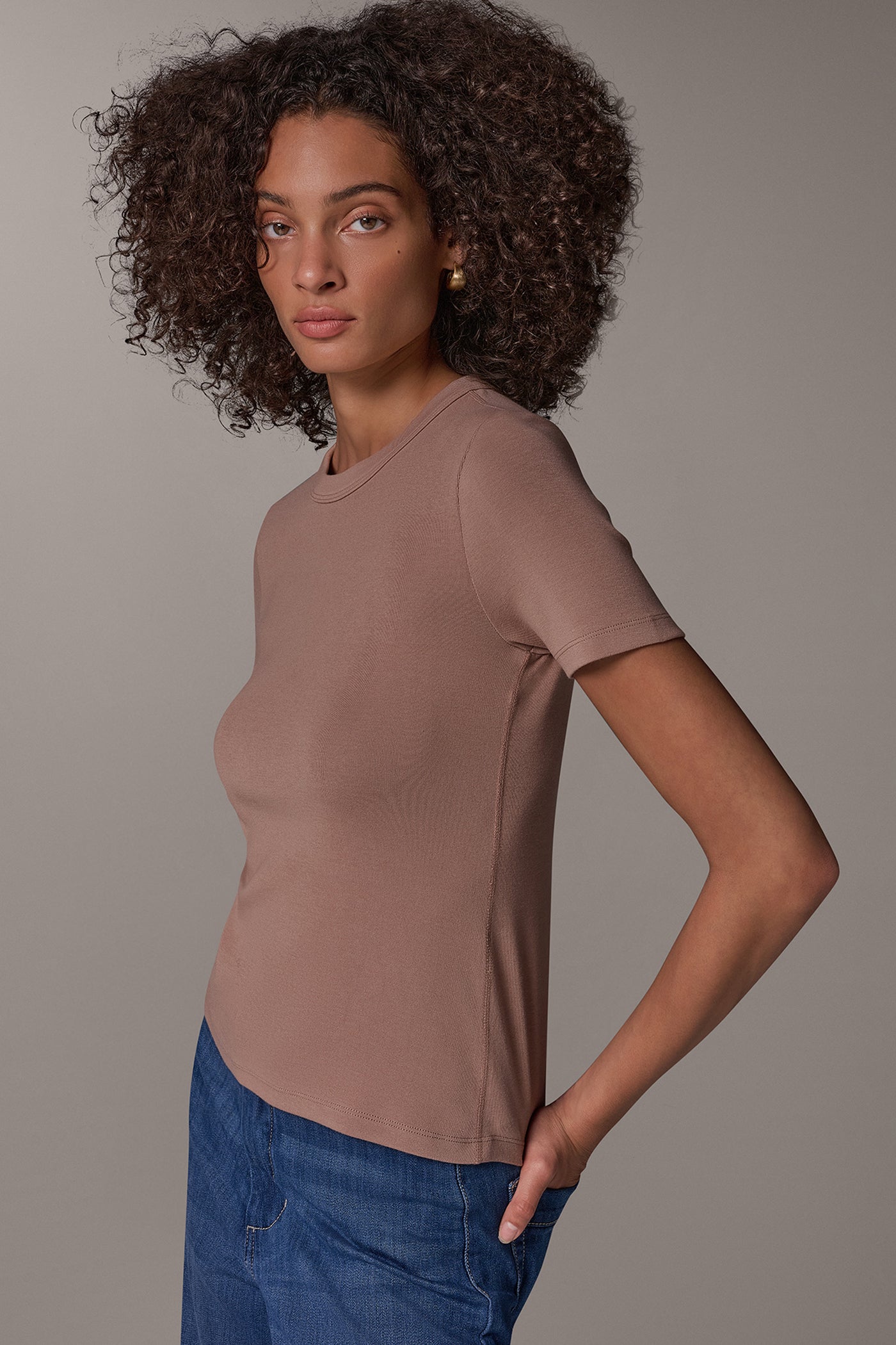RIB COTTON AND MODAL TEE (alternate view)