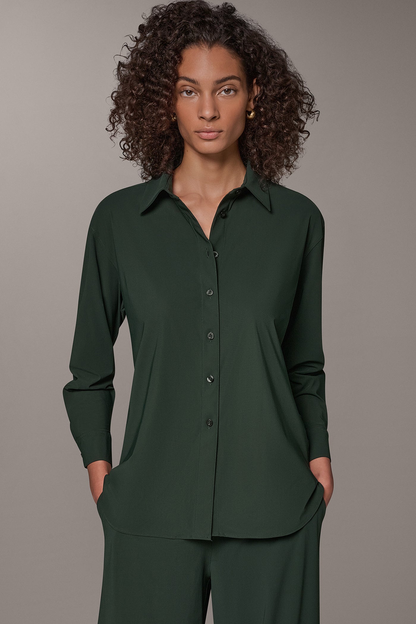 BLOUSON SLEEVE BUTTON FRONT TOP VIEW 1