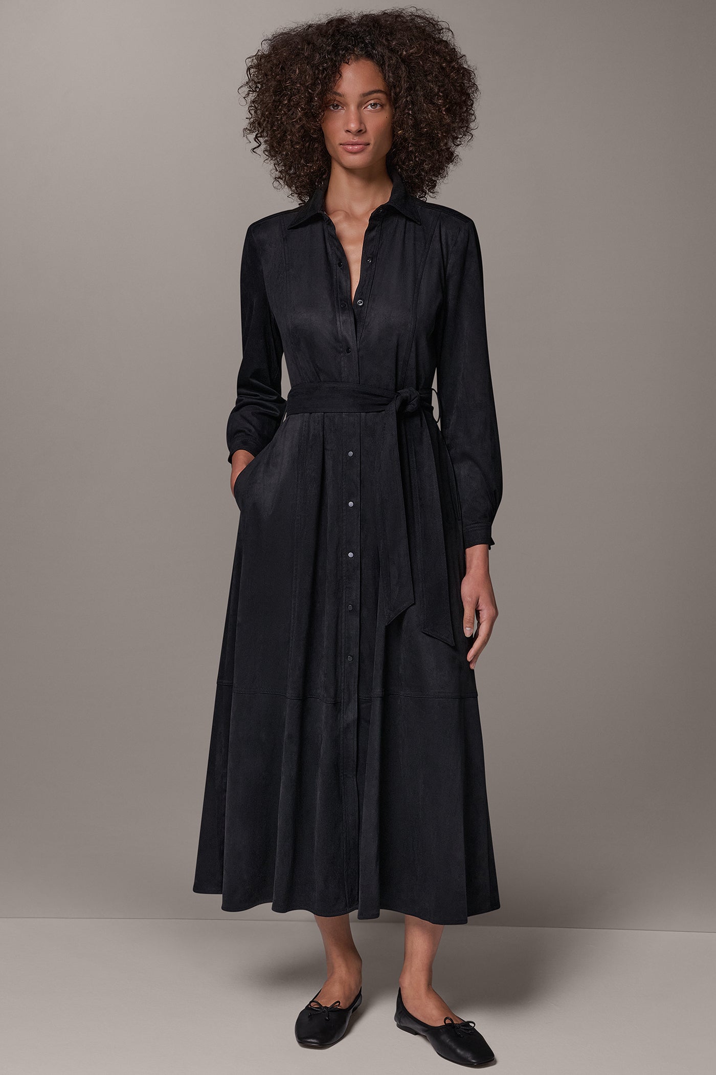 MICROSUEDE SNAP FRONT DUSTER