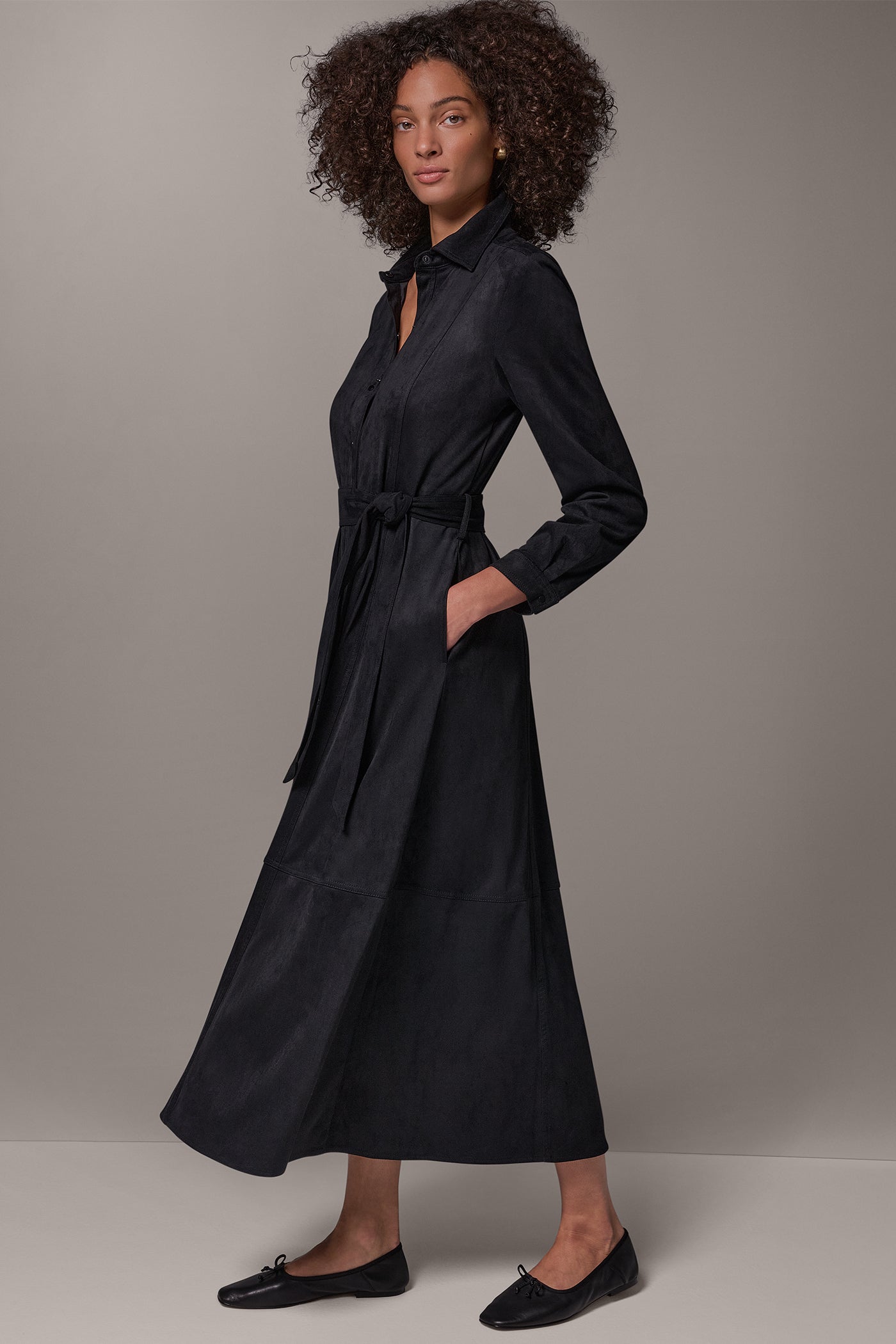 MICROSUEDE SNAP FRONT DUSTER (alternate view)