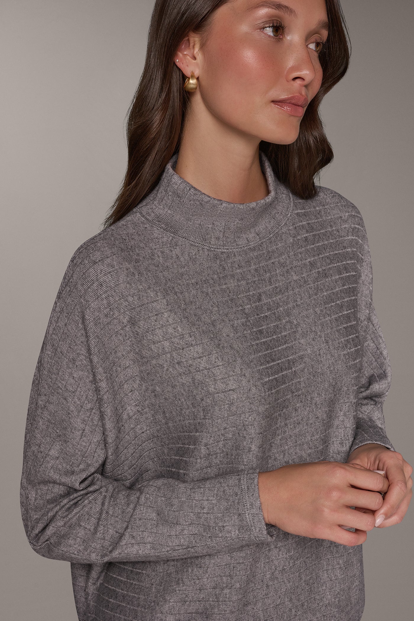 CROPPED DOLMAN SLEEVE RIB SWEATER VIEW 4 | Clothing