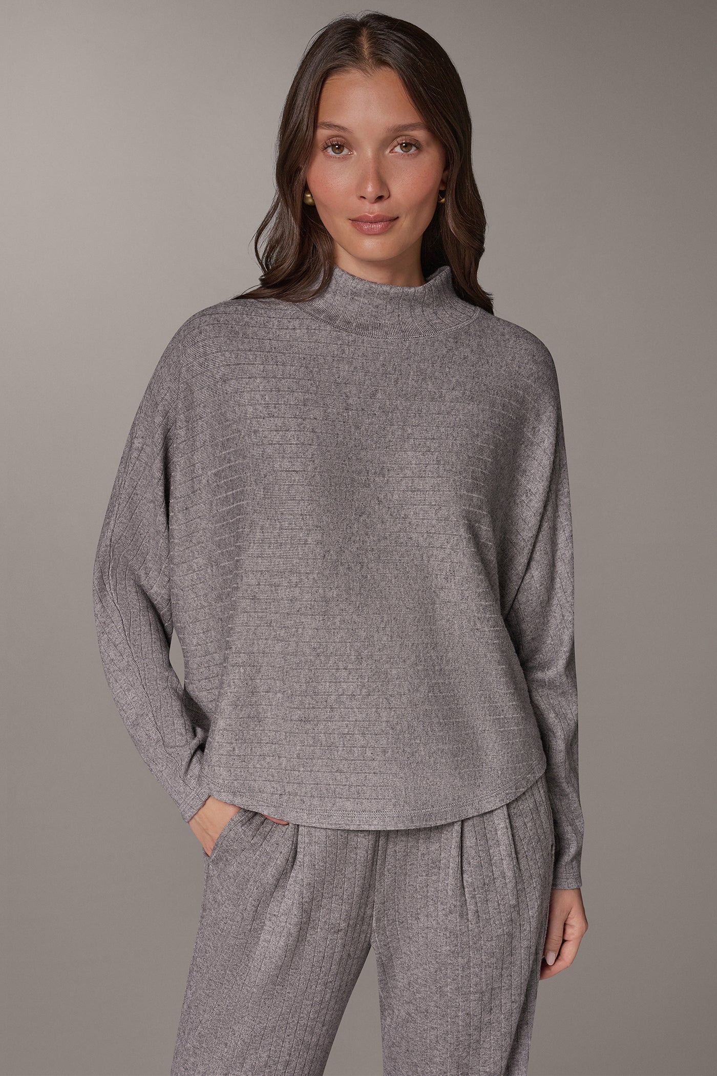 CROPPED DOLMAN SLEEVE RIB SWEATER
