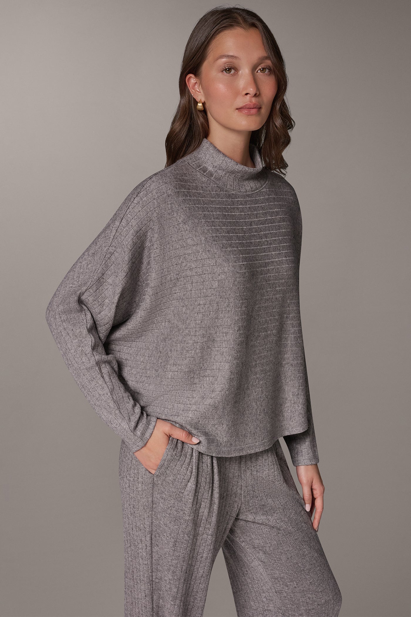 CROPPED DOLMAN SLEEVE RIB SWEATER (alternate view)