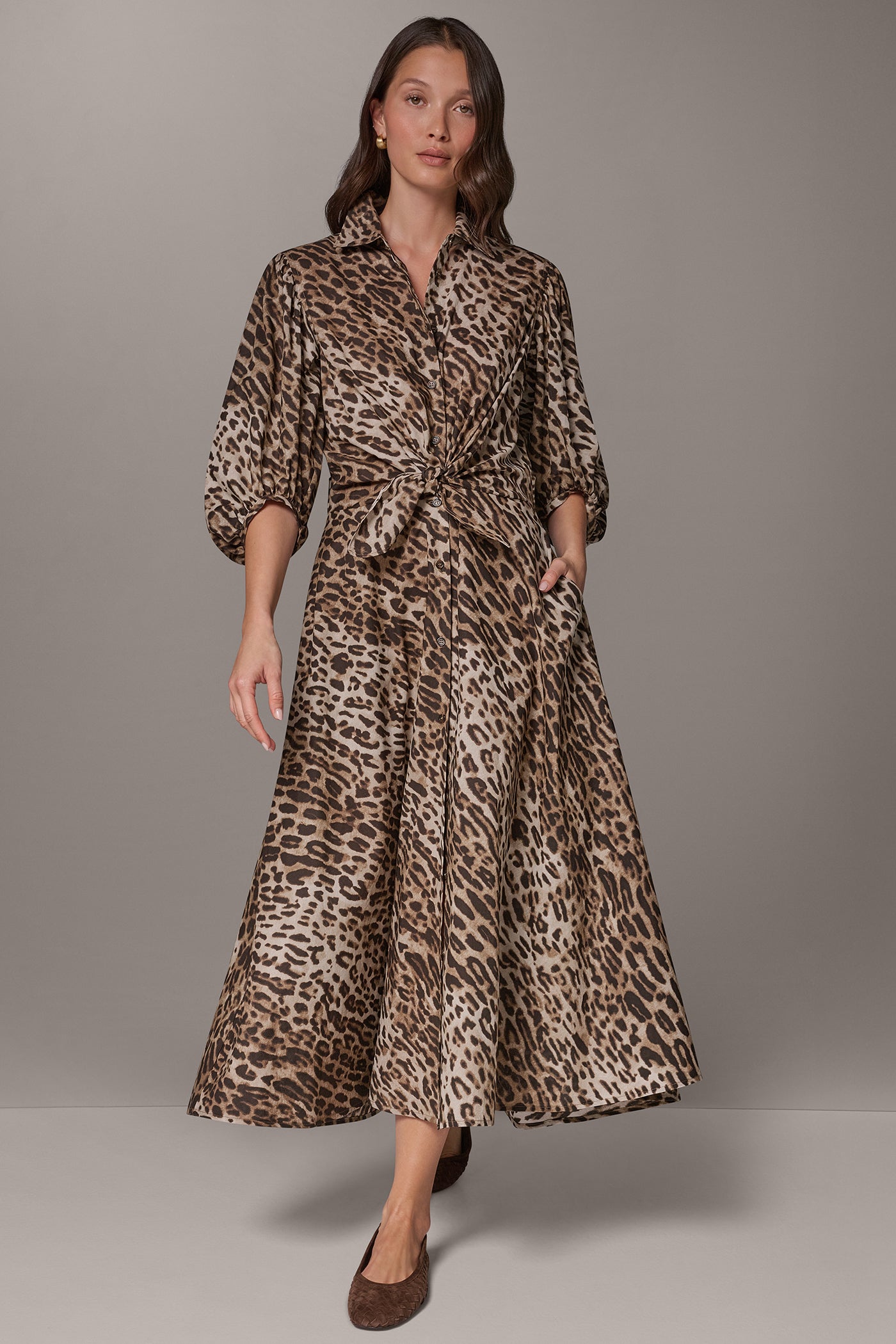 PRINTED COCOON SLEEVE SHIRT DRESS VIEW 1