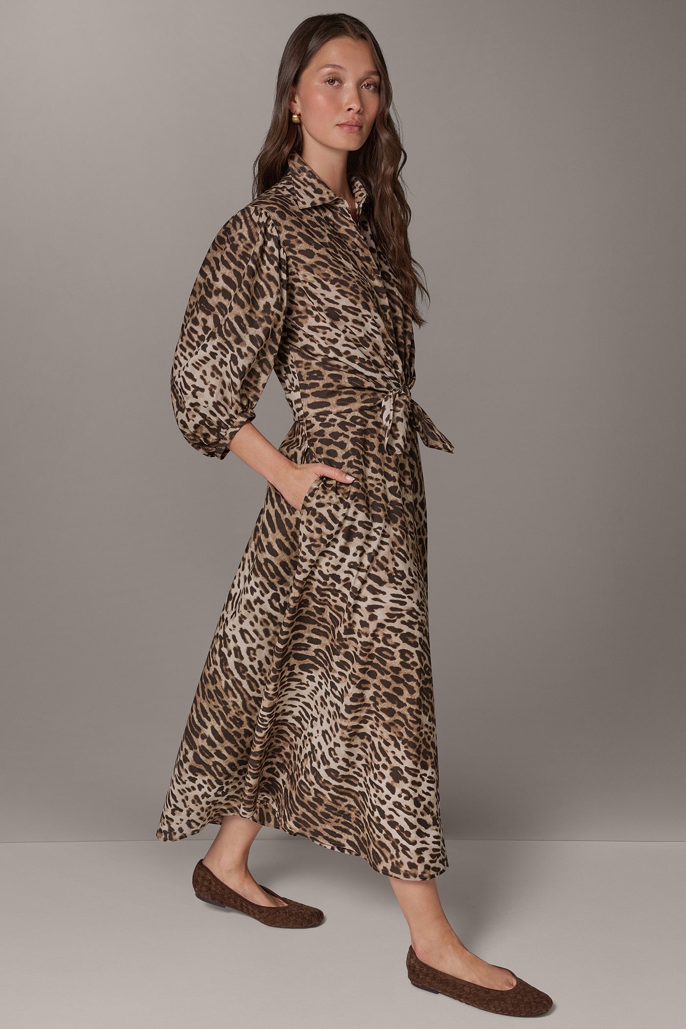 PRINTED COCOON SLEEVE SHIRT DRESS VIEW 2