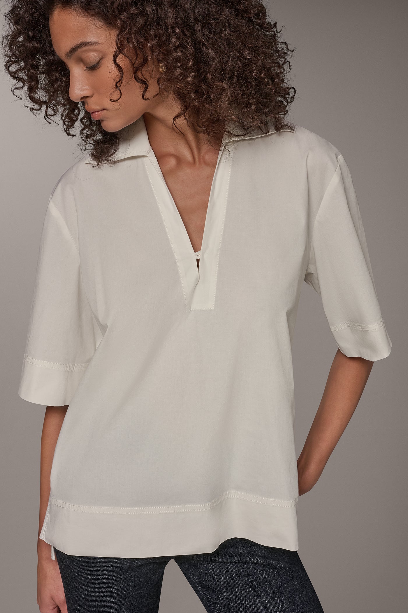 POPLIN EMBROIDERED DETAIL BLOUSE VIEW 5