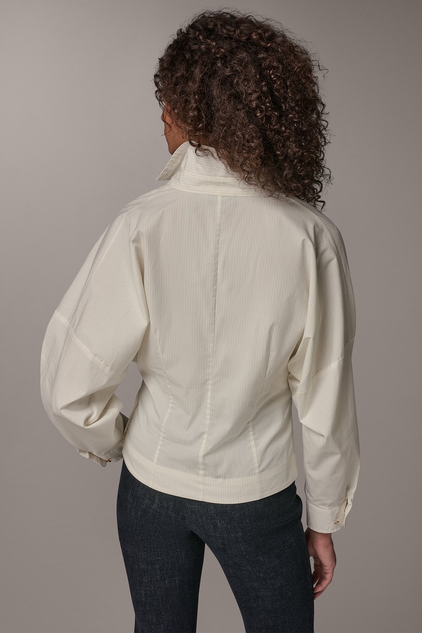 WRAP-EFFECT PINSTRIPE BLOUSE VIEW 2