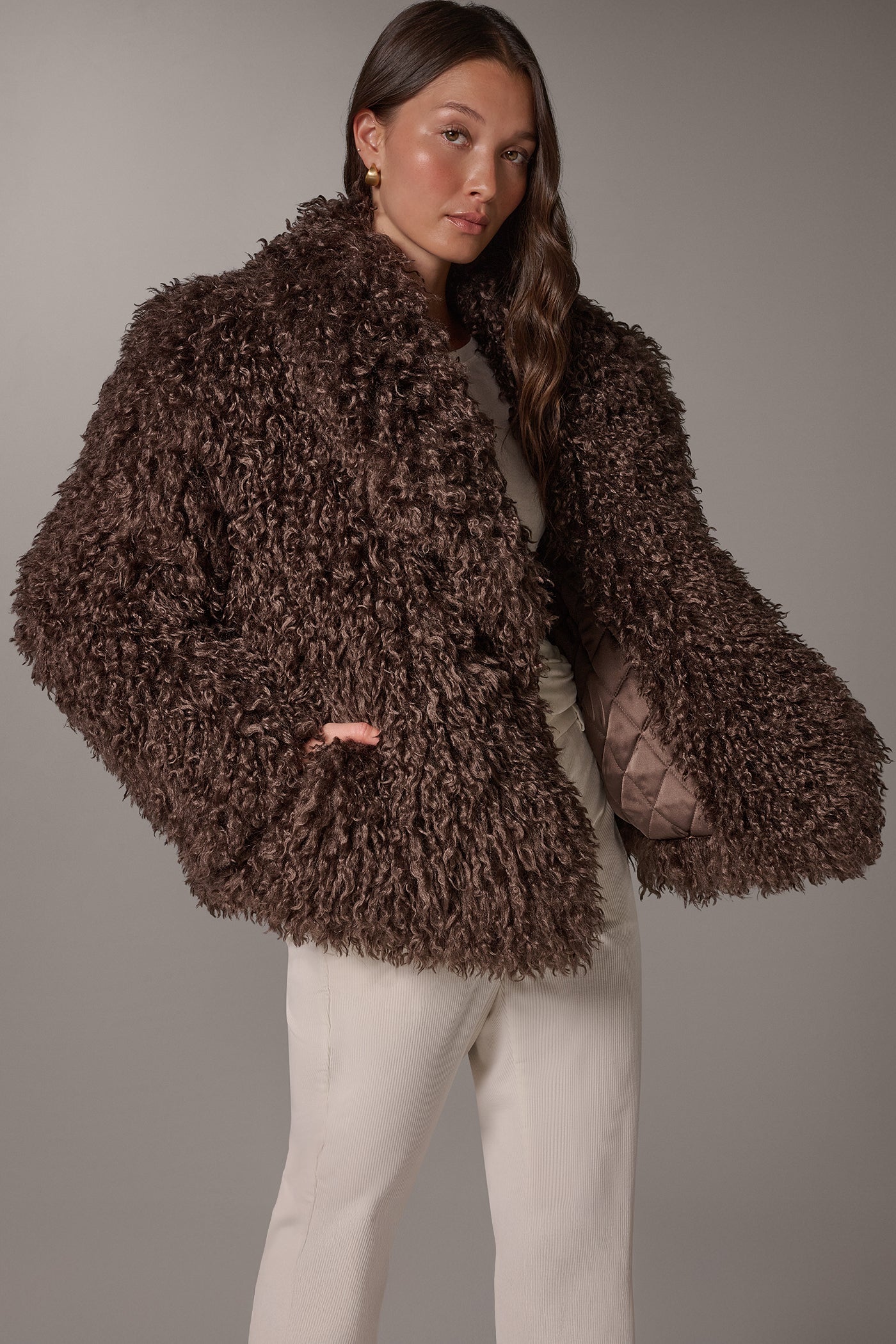 FAUX FUR SHAWL COLLAR JACKET VIEW 3