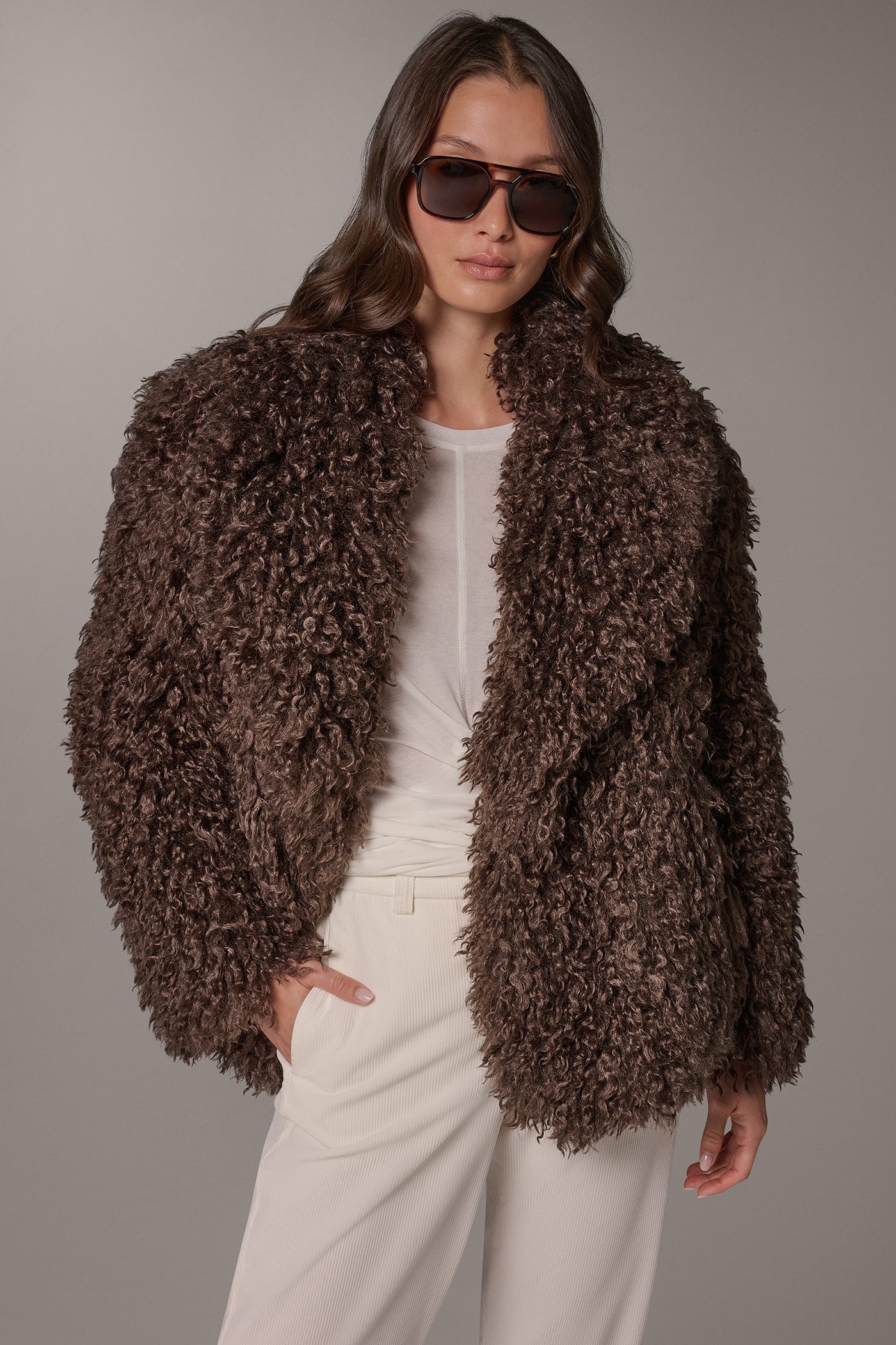 FAUX FUR SHAWL COLLAR JACKET VIEW 1