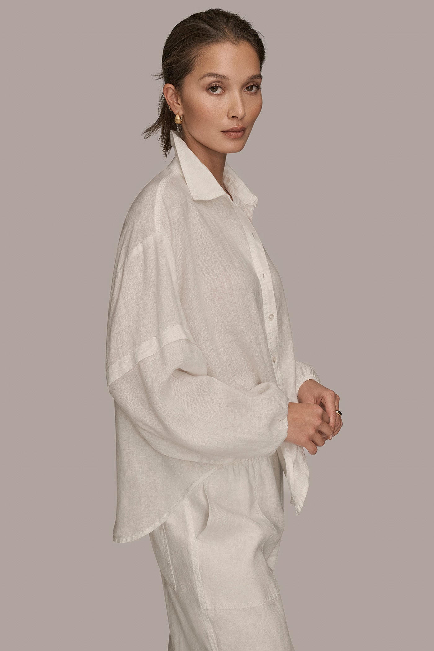 LONG BLOUSON SLEEVE BUTTON ADJUSTABLE TIE SHIRT | View 2