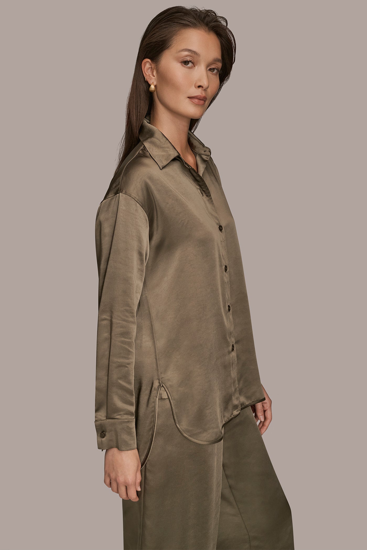 WOVEN BUTTON DOWN SHIRT VIEW 3 | SALE