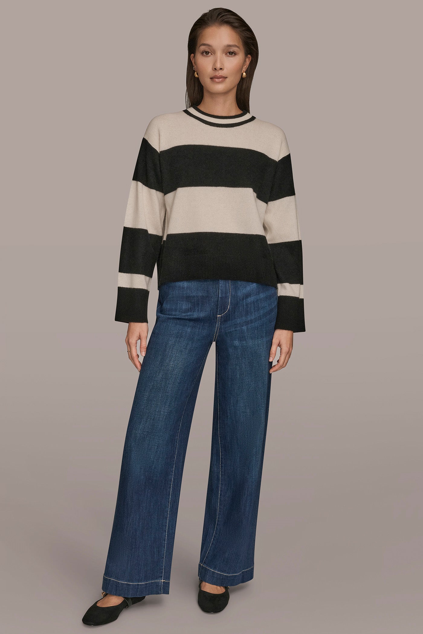 STRIPED CREWNECK BOXY SWEATER VIEW 5 | Included in discounts