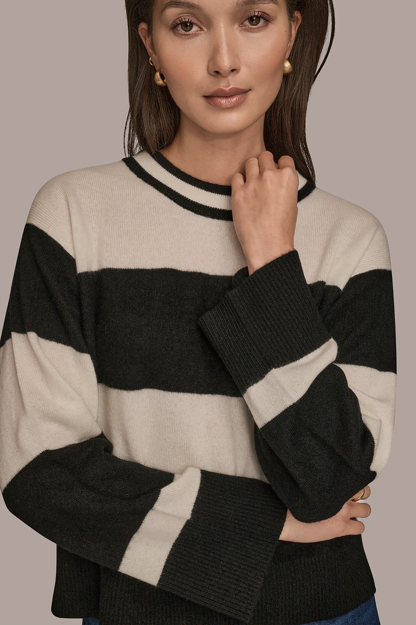 STRIPED CREWNECK BOXY SWEATER (alternate view)