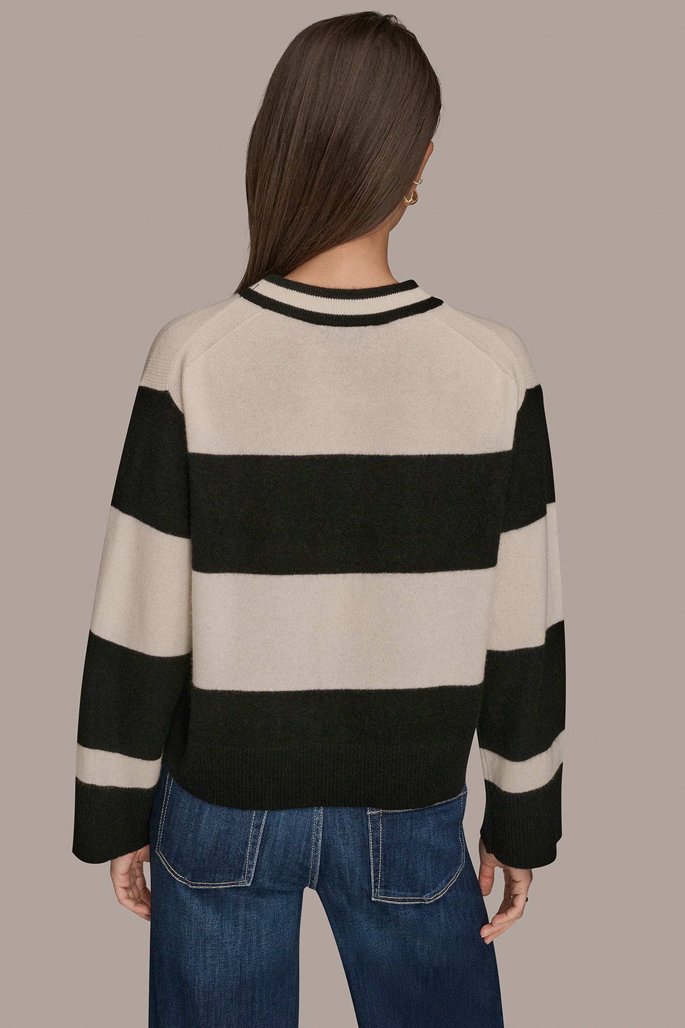 STRIPED CREWNECK BOXY SWEATER VIEW 3 | Included in discounts