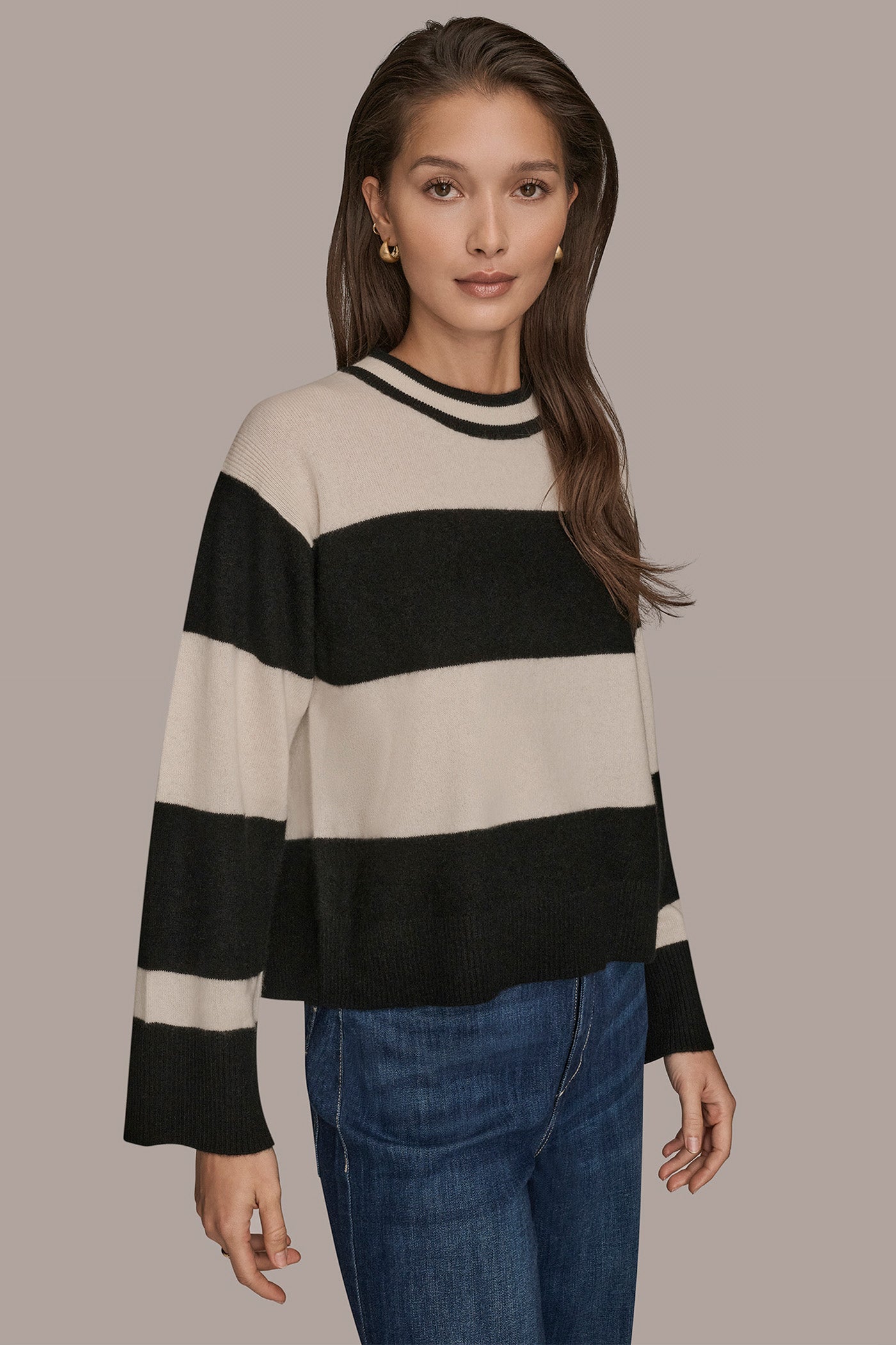 STRIPED CREWNECK BOXY SWEATER VIEW 4 | Included in discounts