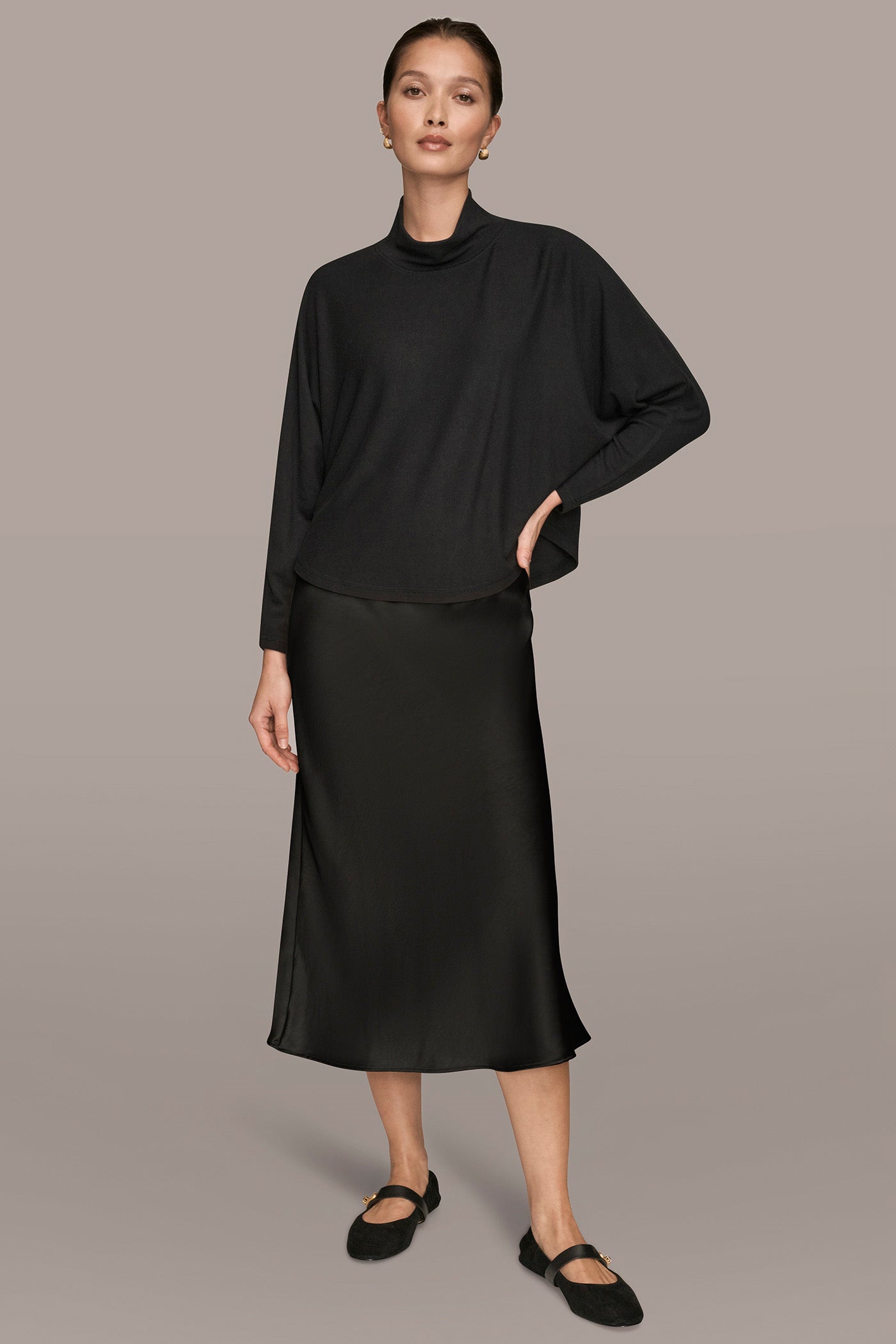 MOCK NECK LONG SLEEVE TOP VIEW 6 | Donna Karan Weekend