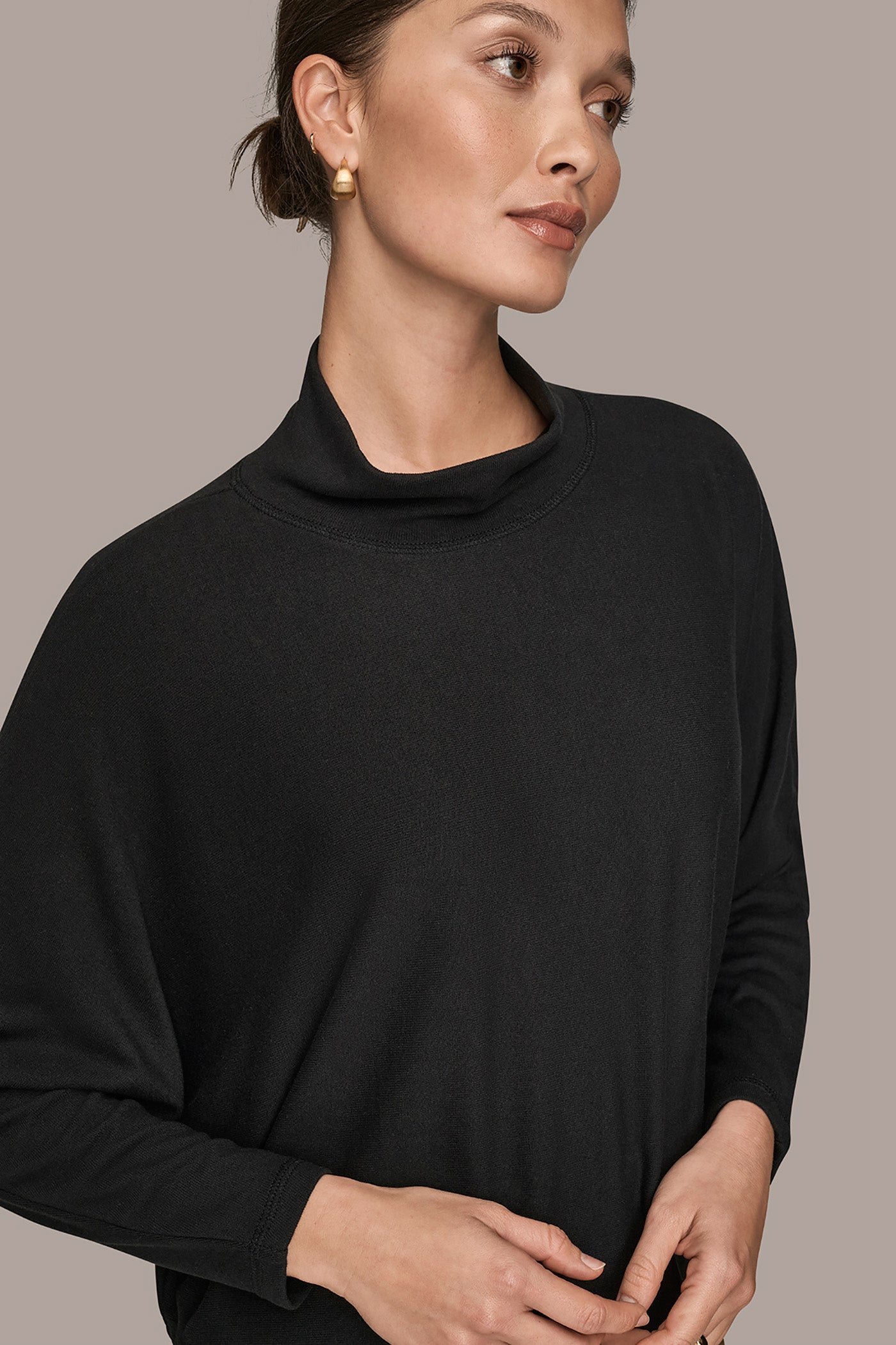 MOCK NECK LONG SLEEVE TOP VIEW 4 | Donna Karan Weekend