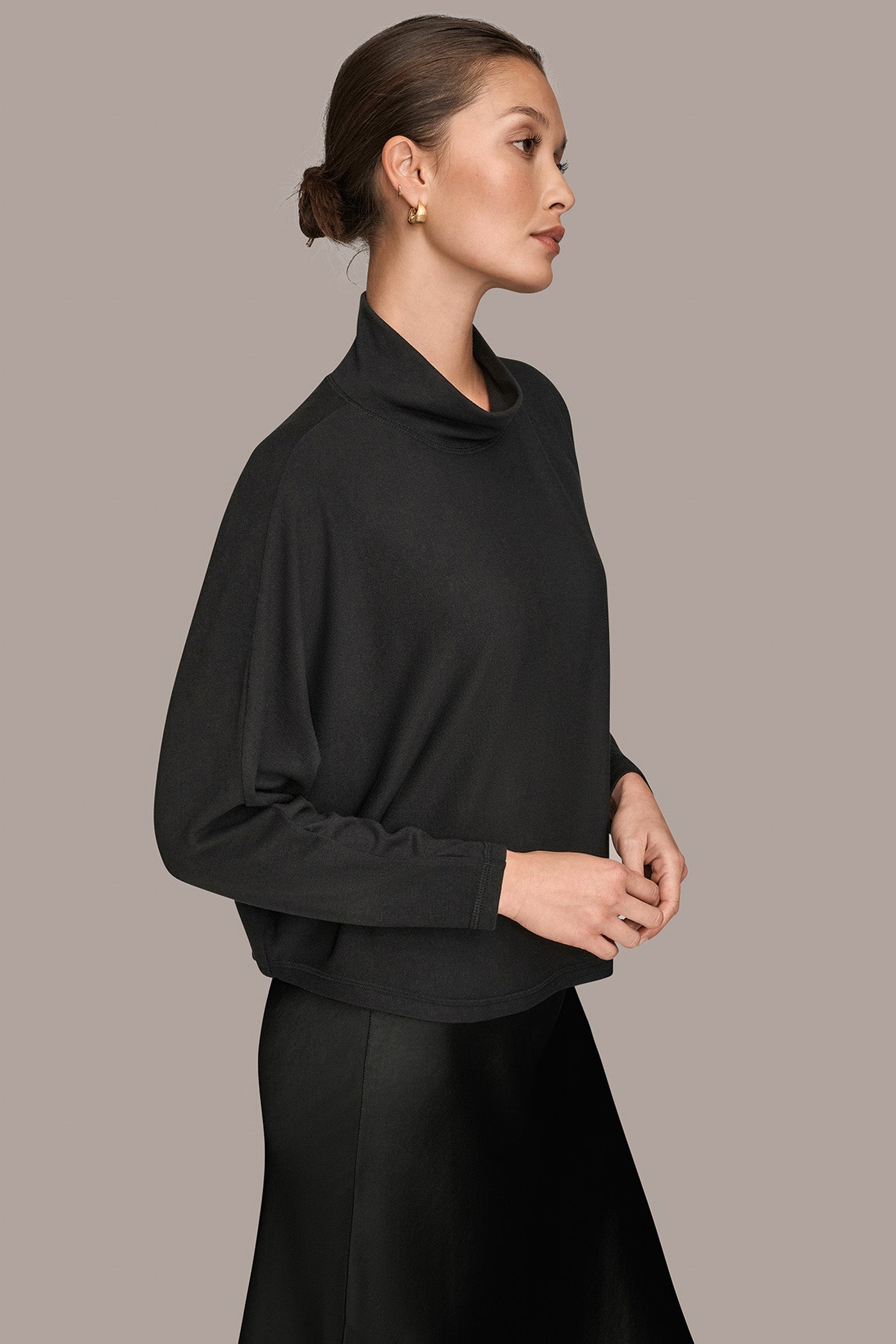 MOCK NECK LONG SLEEVE TOP VIEW 3 | Donna Karan Weekend