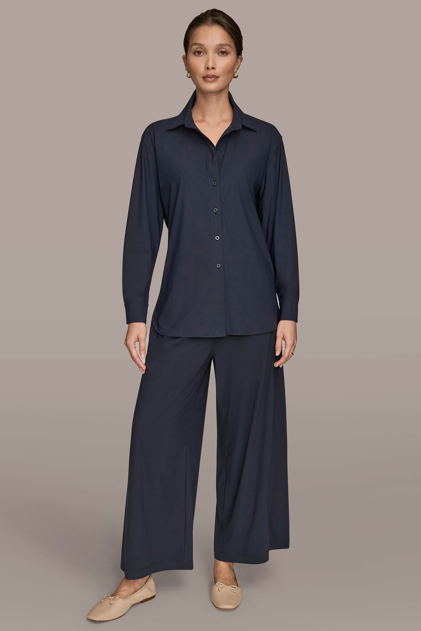 LONG SLEEVE BUTTON DOWN SHIRT VIEW 6 | Donna Karan Weekend