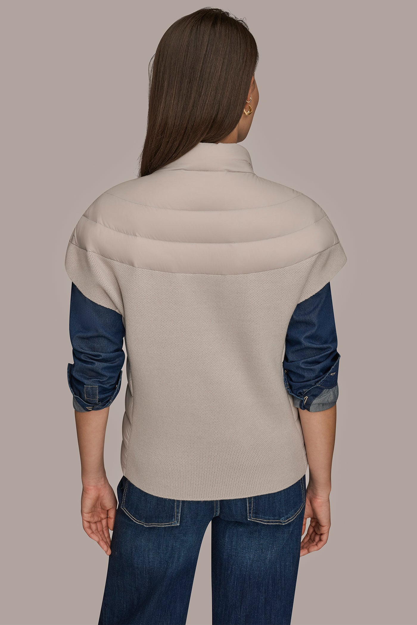 FRONT ZIP CAP SLEEVE MOCK NECK VEST | View 2 | Products