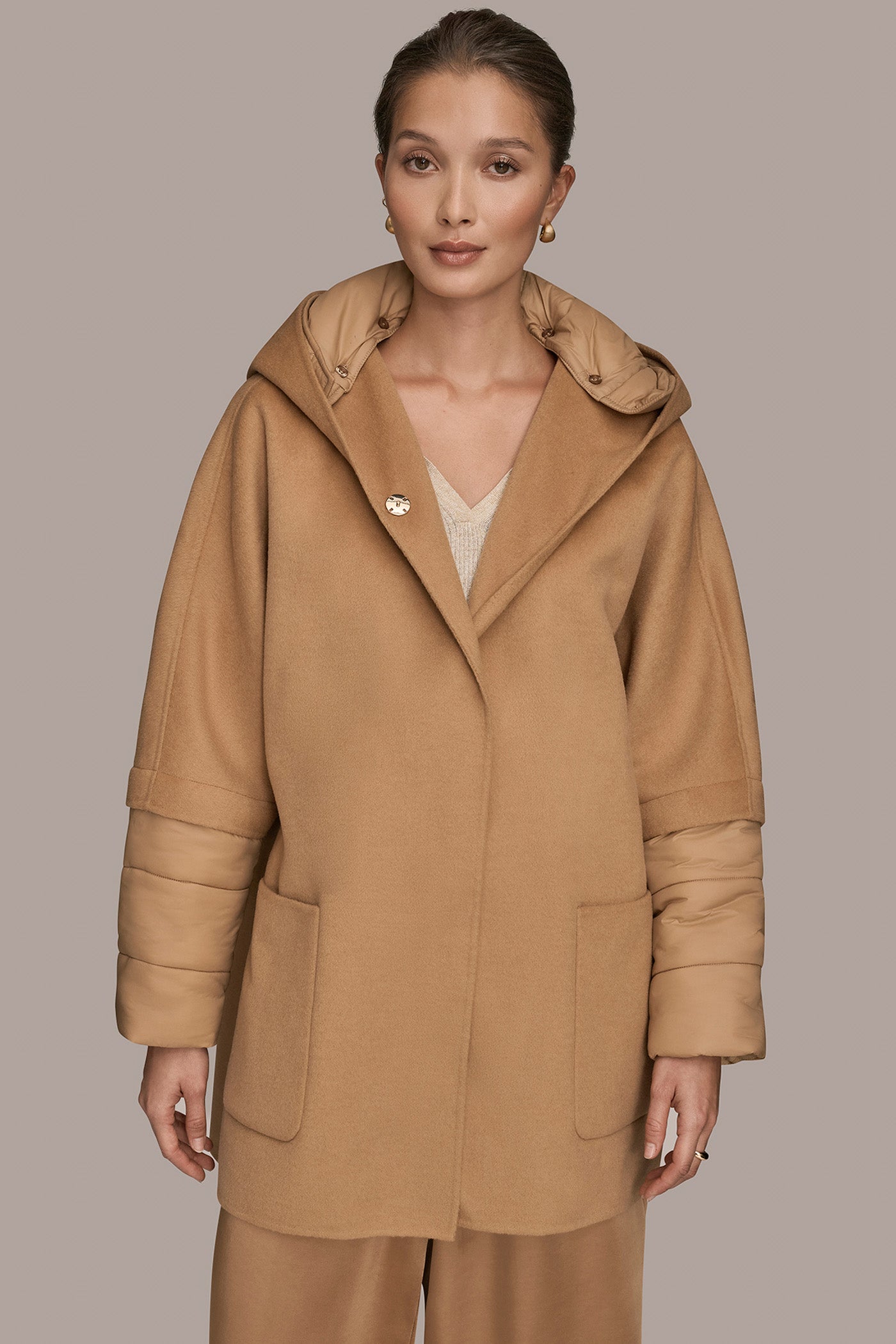 CAPE COAT WITH PUFFER SLEEVES | View 1 | Coats & Jackets