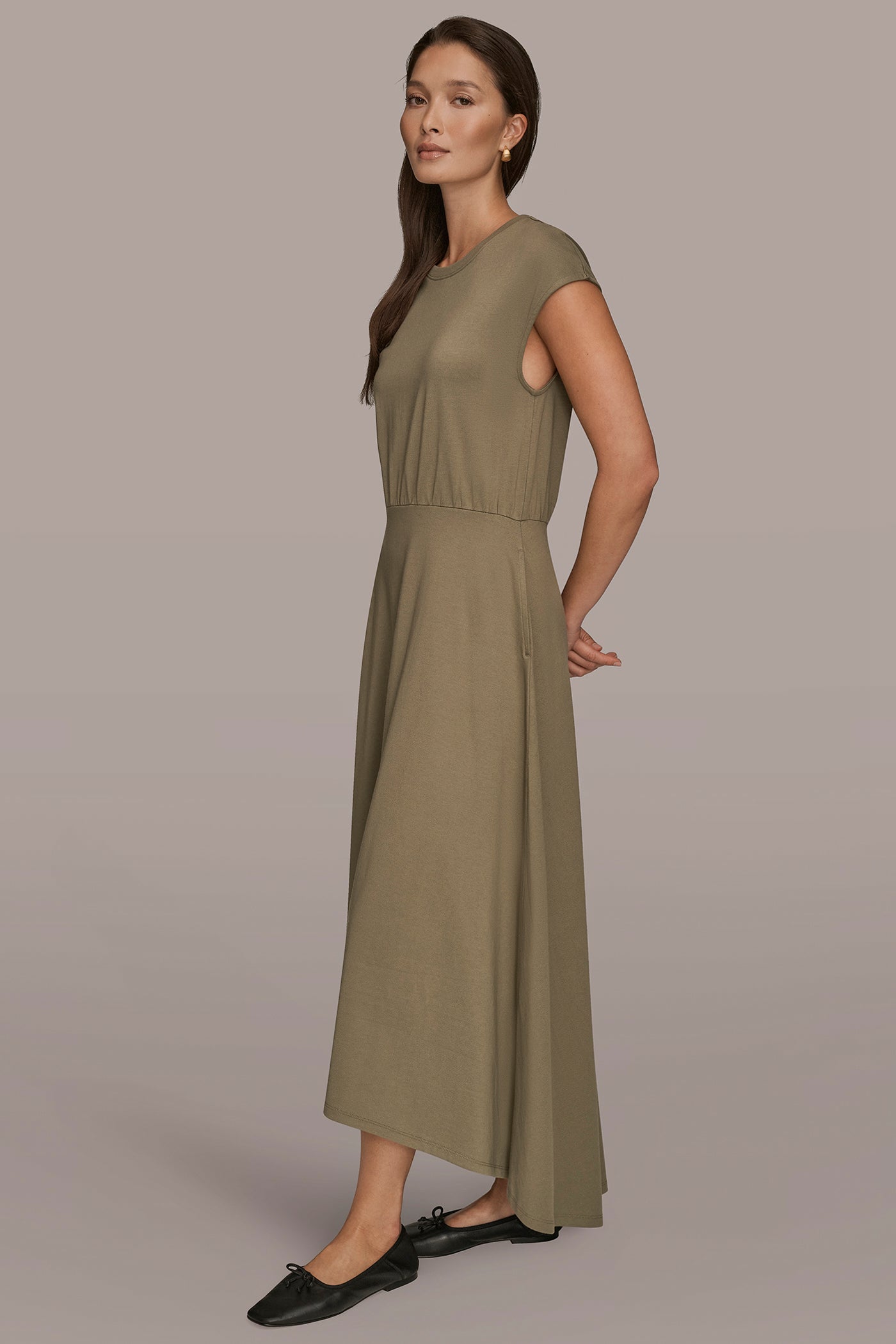 CAP SLEEVE CREW NECK DRESS VIEW 3 | Dresses & Jumpsuits