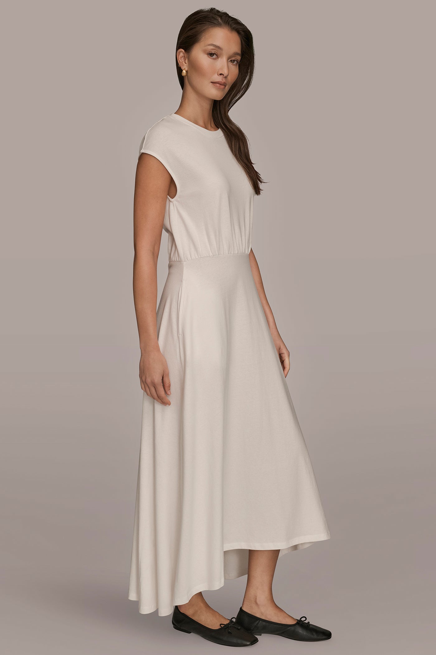 CAP SLEEVE CREW NECK DRESS VIEW 3 | Dresses & Jumpsuits