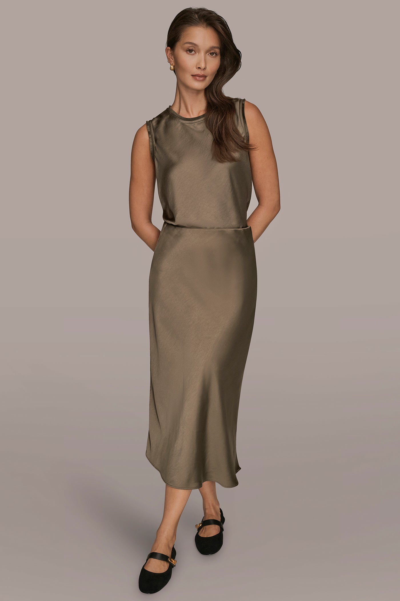 SATIN MIDI A-LINE SKIRT VIEW 5 | Clothing