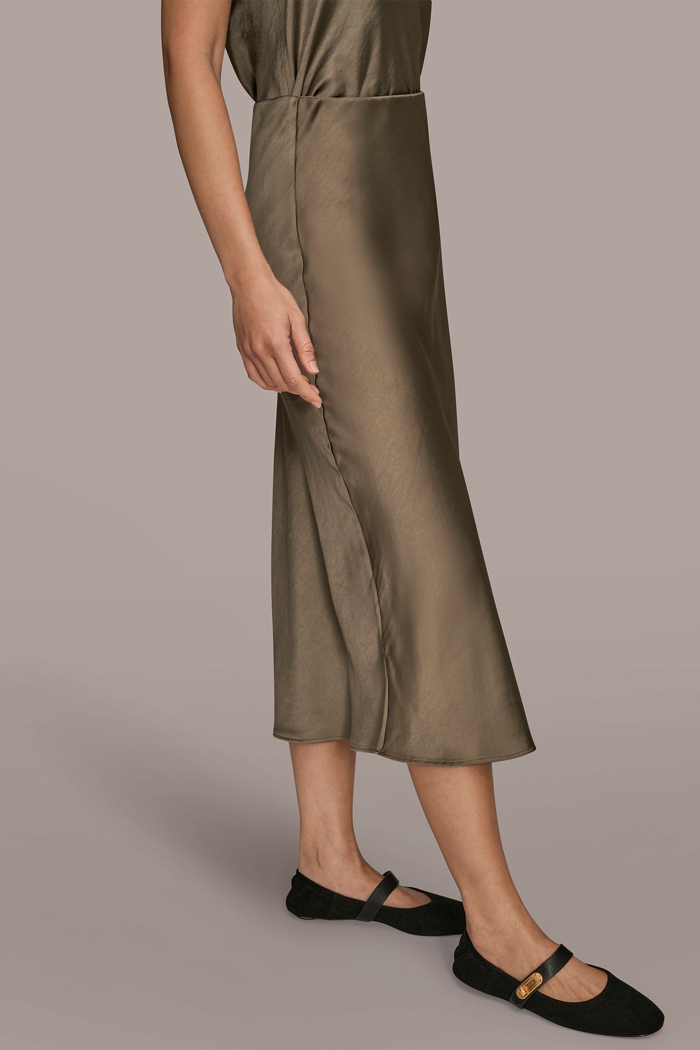 SATIN MIDI A-LINE SKIRT VIEW 3 | Clothing