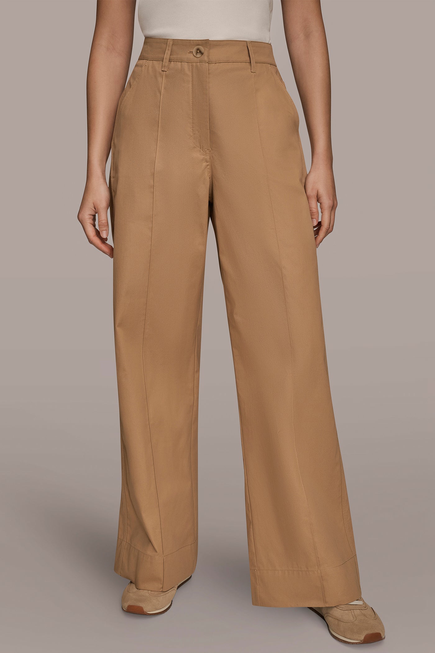 HIGH RISE PINTUCK TROUSER | View 1 | Donna Karan Weekend