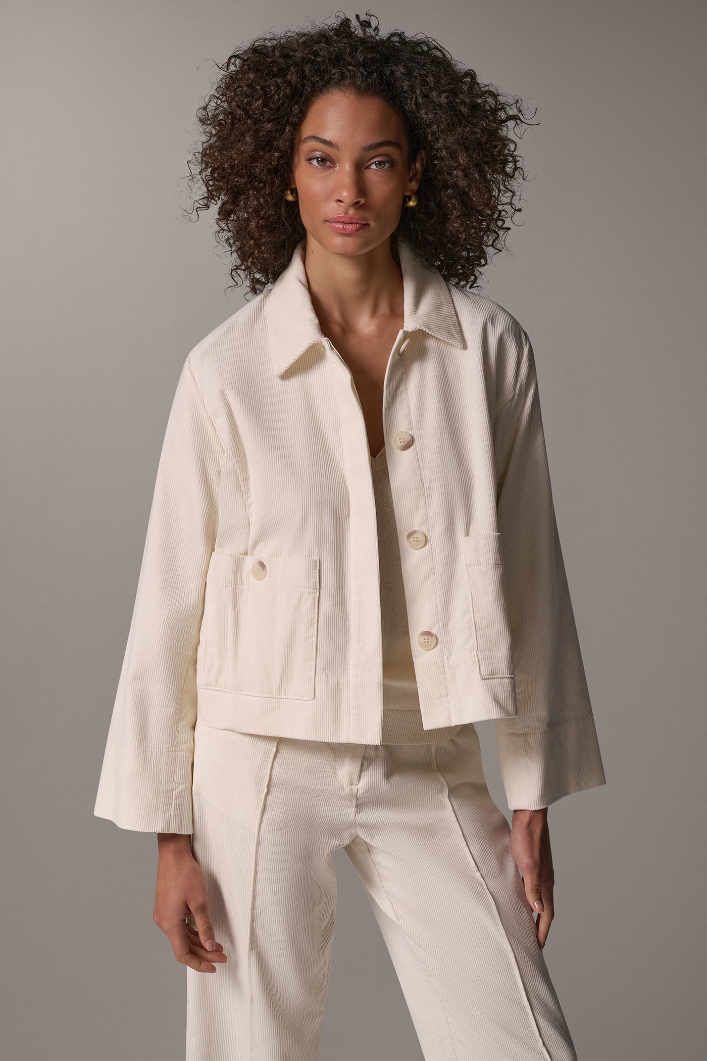 CORDUROY BELL SLEEVE TRAPEZE JACKET VIEW 4