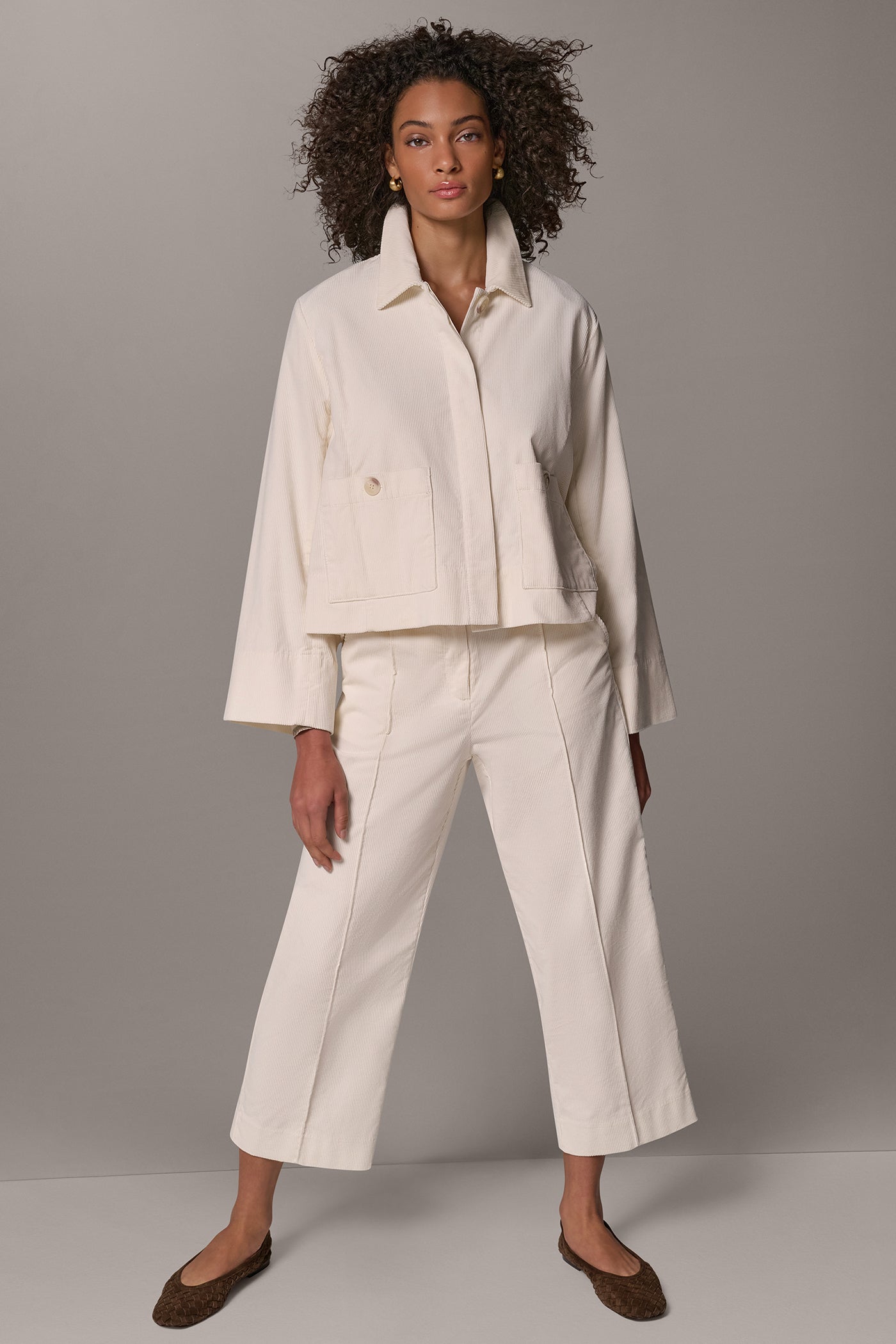 CORDUROY BELL SLEEVE TRAPEZE JACKET VIEW 10