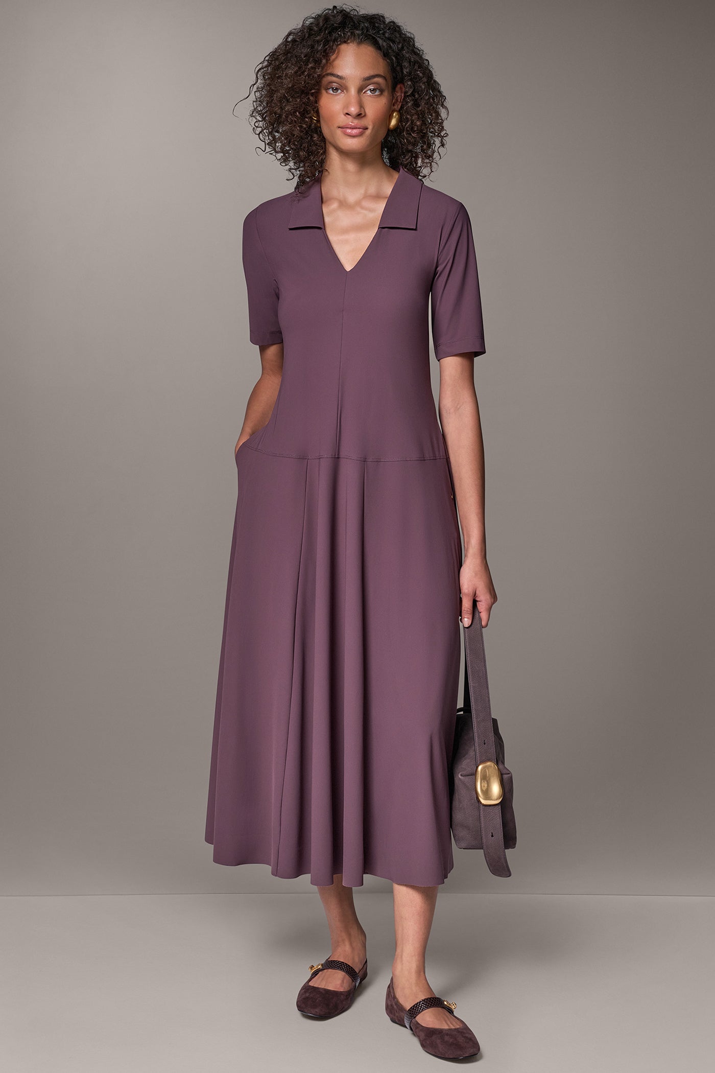 BALLET SLEEVE POCKET MIDI DRESS